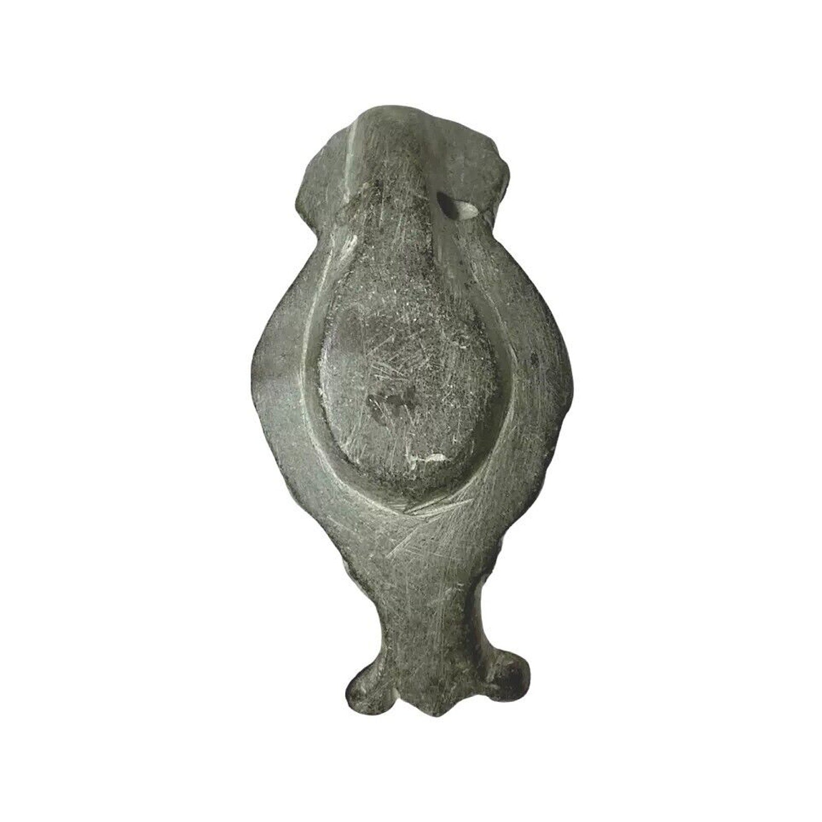 Rare Middle Eastern Oil Lamp Carved Figural Face Black Stone circa 200AD