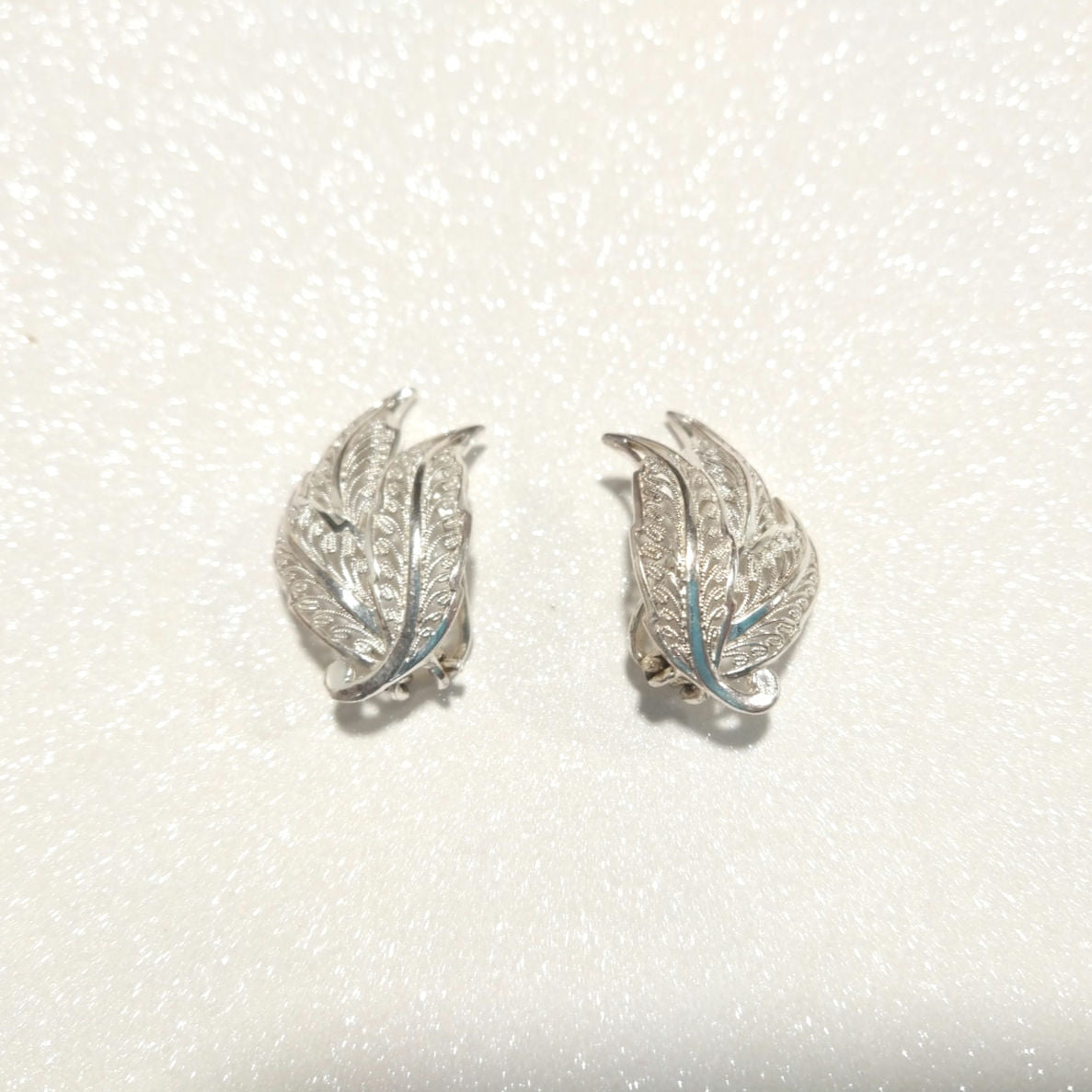 Vintage Alice Caviness Sterling Silver 925 Filigree Earrings Leaves Clip Vintage
