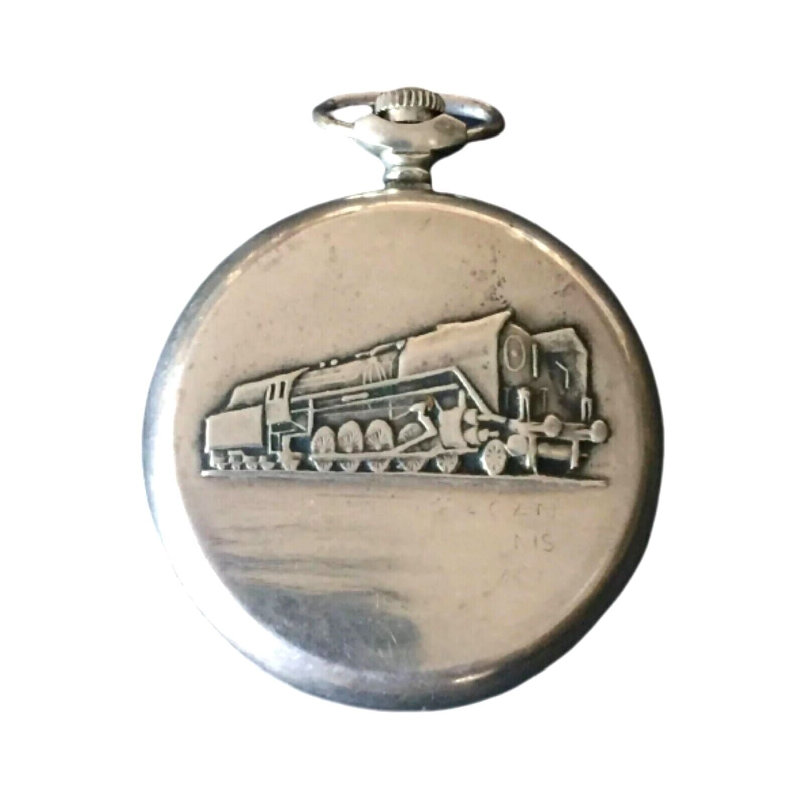 Molnija Pocket Watch Antique Russian Railroad Train Wheels 18 Jewels Open Face