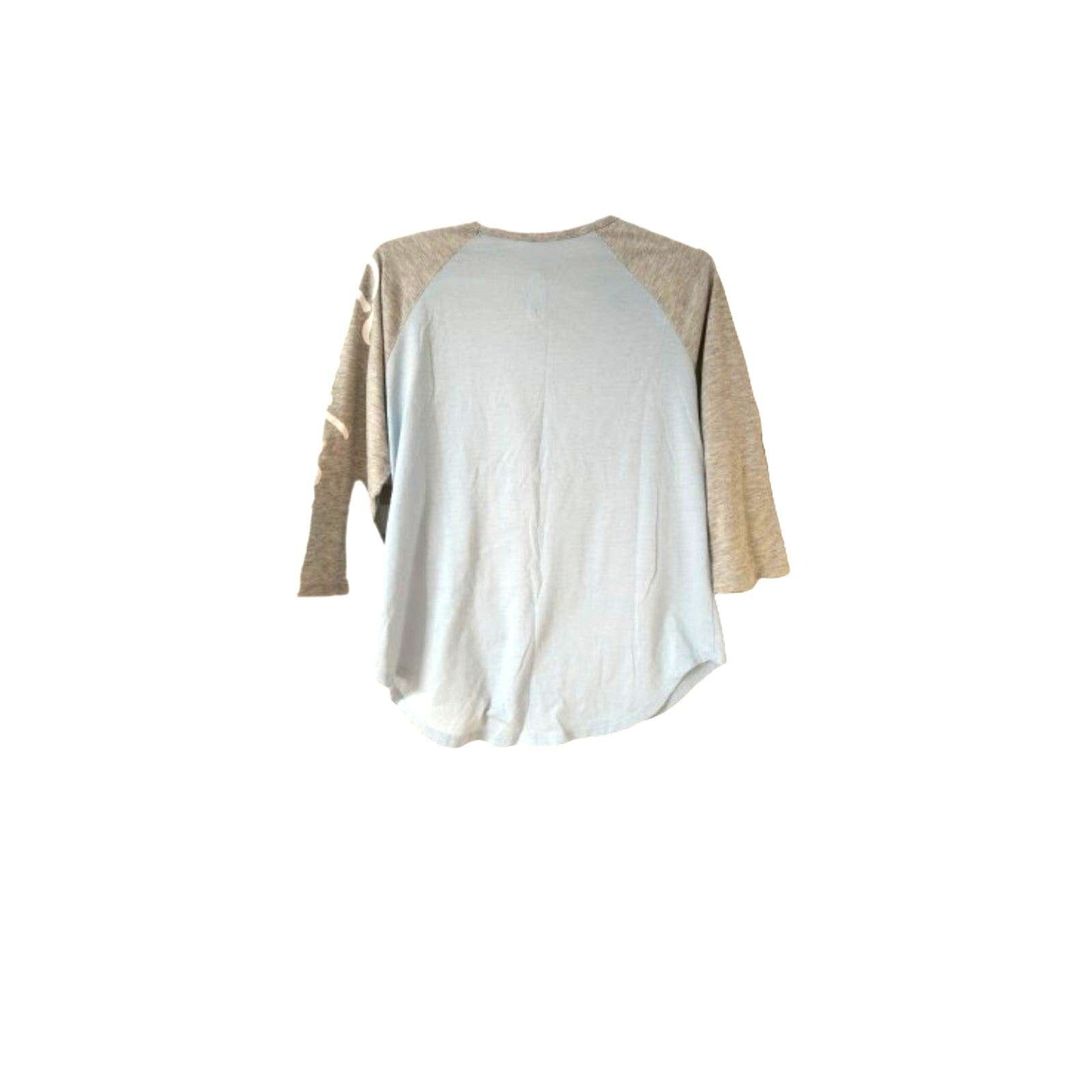 Disney Frozen Girls' Blouse with 3/4 Sleeves - Blue and Gray Sleepwear Size L