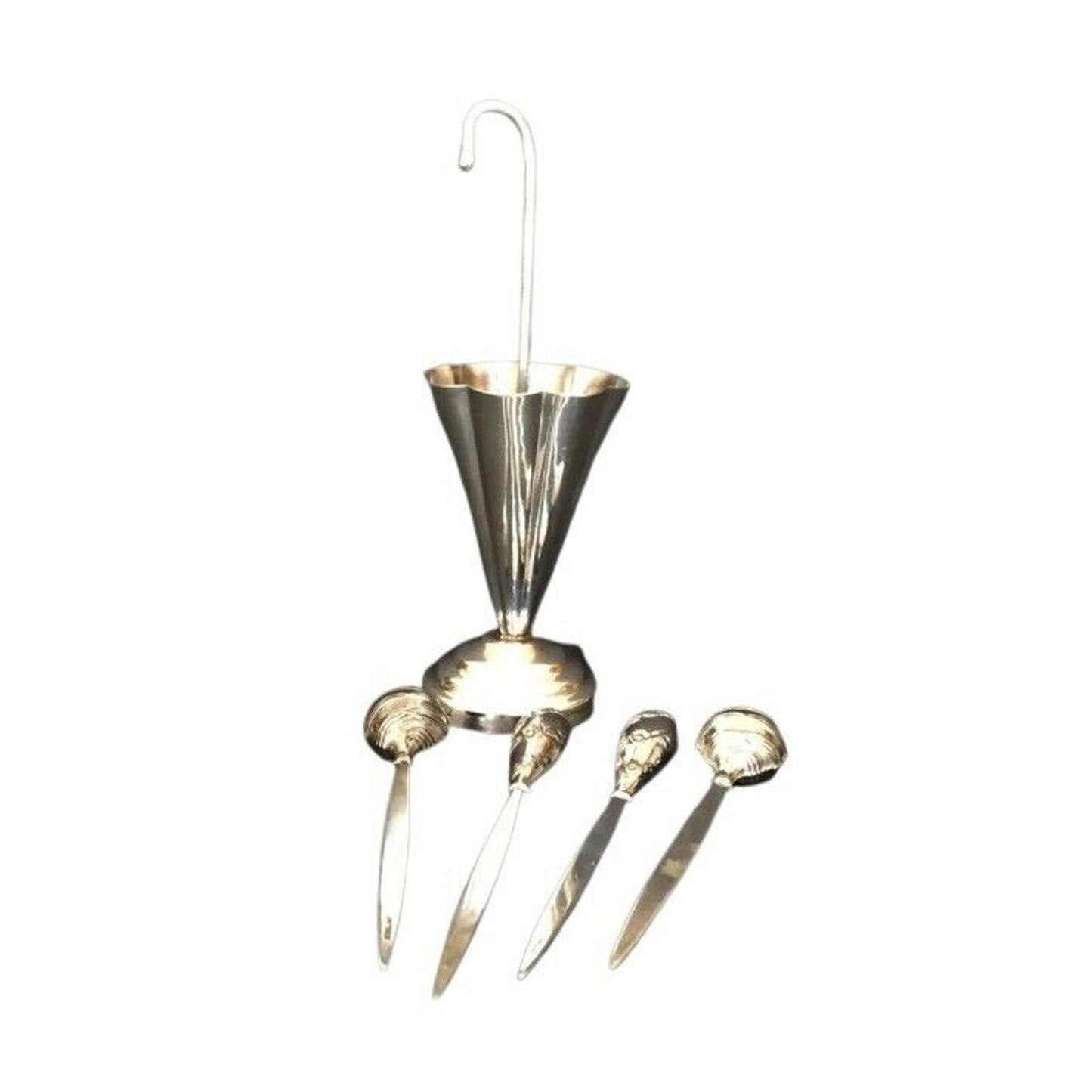 Antique Hazorfim Israel Umbrella 4 Toothpicks Holder Sterling Silver Judaica