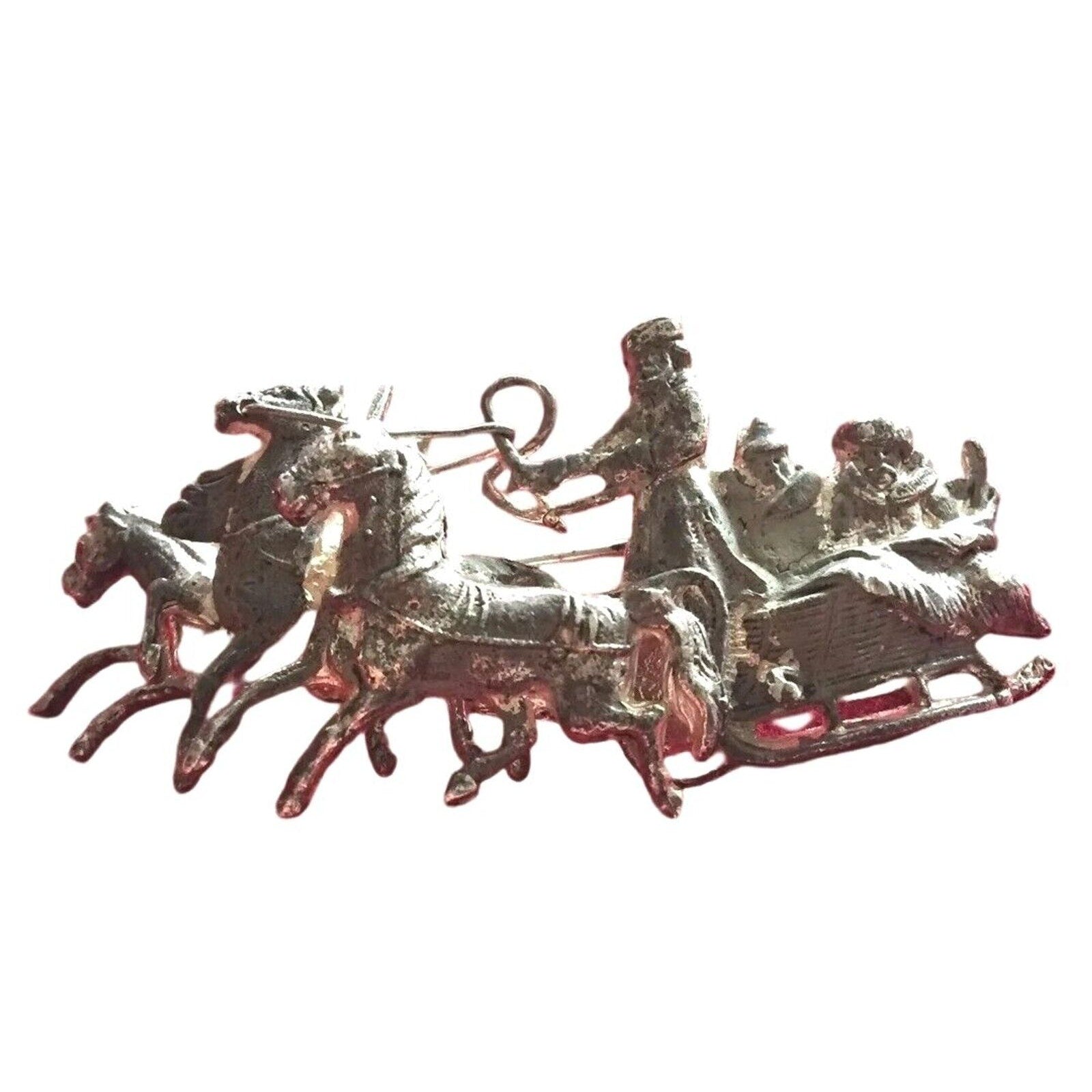 Brooch Imperial Troika Antique 84 Silver Jewelry 1800s 3horses Sleigh