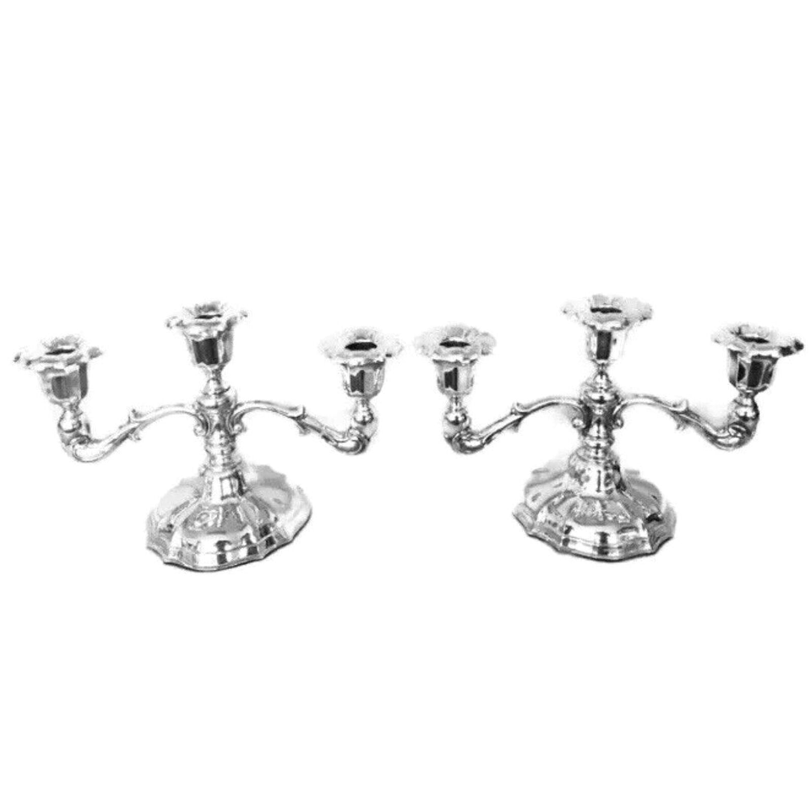 Antique Sterling Silver Candelabras Pair Candle Holders Art Nouveau