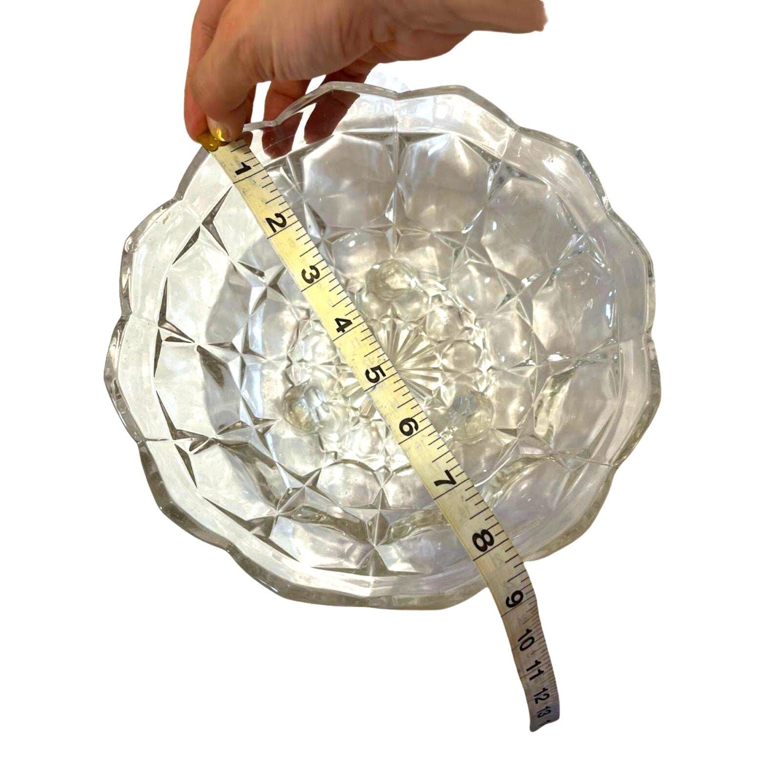 Vintage Serving Bowl Deep Dish Crystal Glass Round