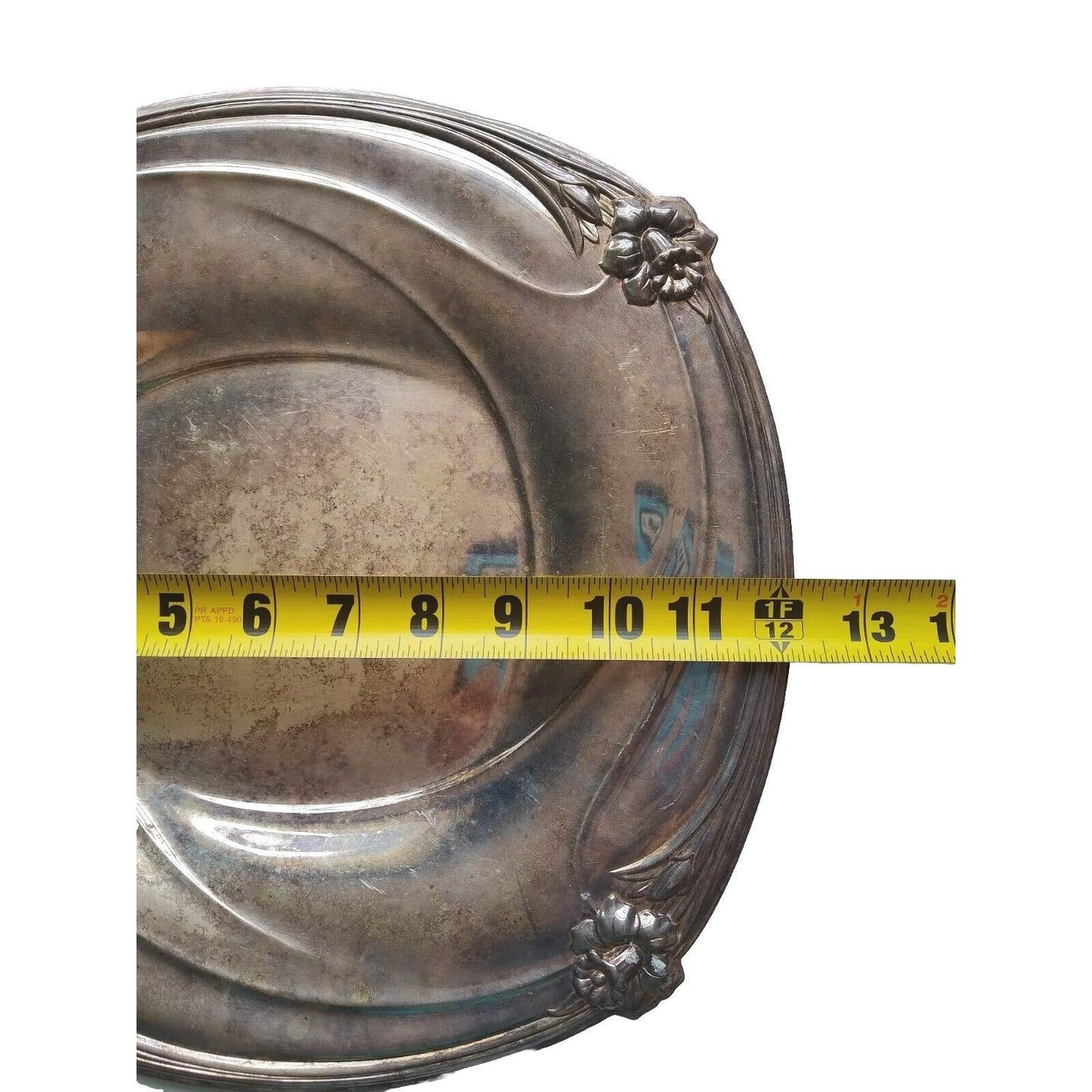 Antique Daffodil 1847 Rogers Bros Square Tray Platter E.P. Silver On Copper 9976