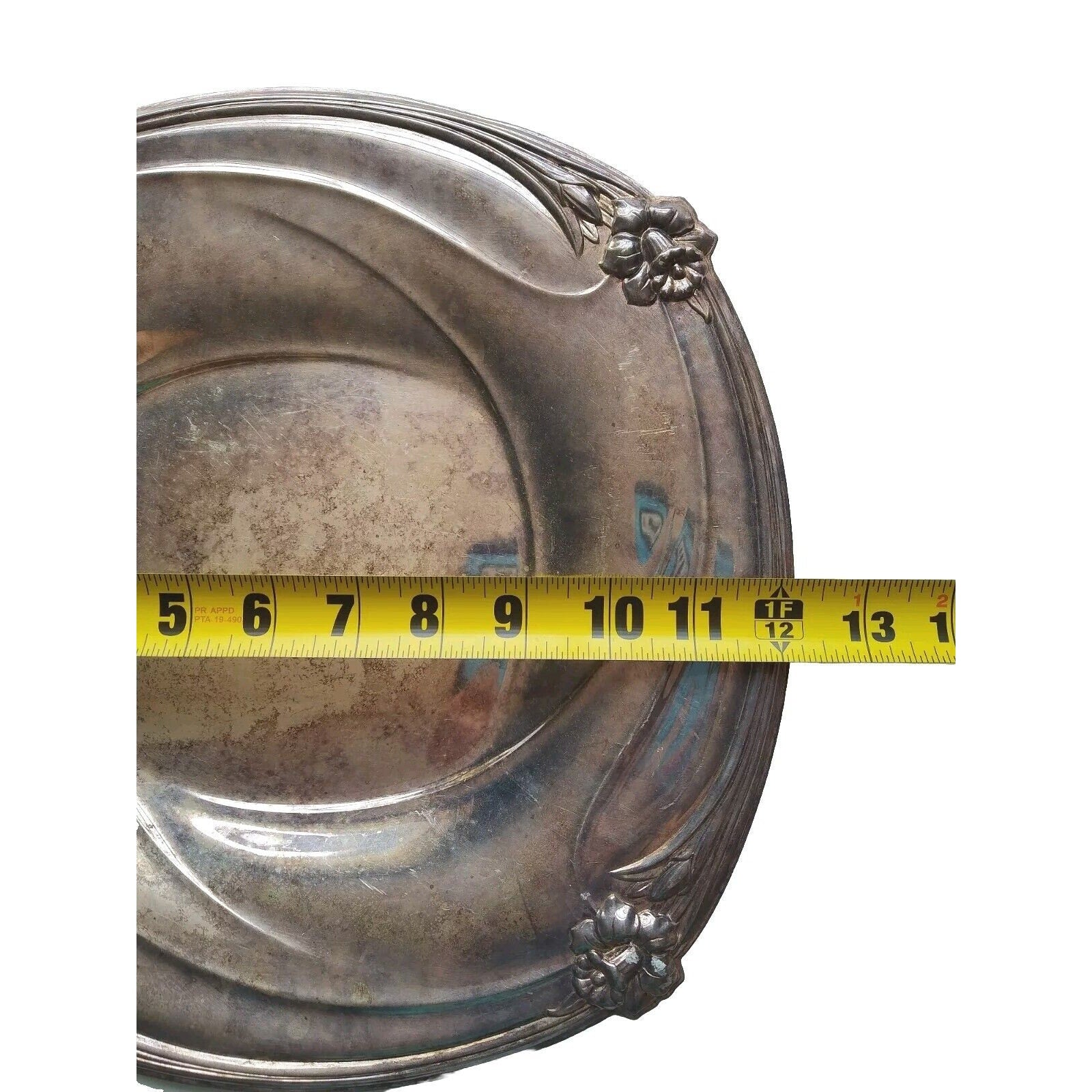 Antique Daffodil 1847 Rogers Bros Square Tray Platter E.P. Silver On Copper 9976
