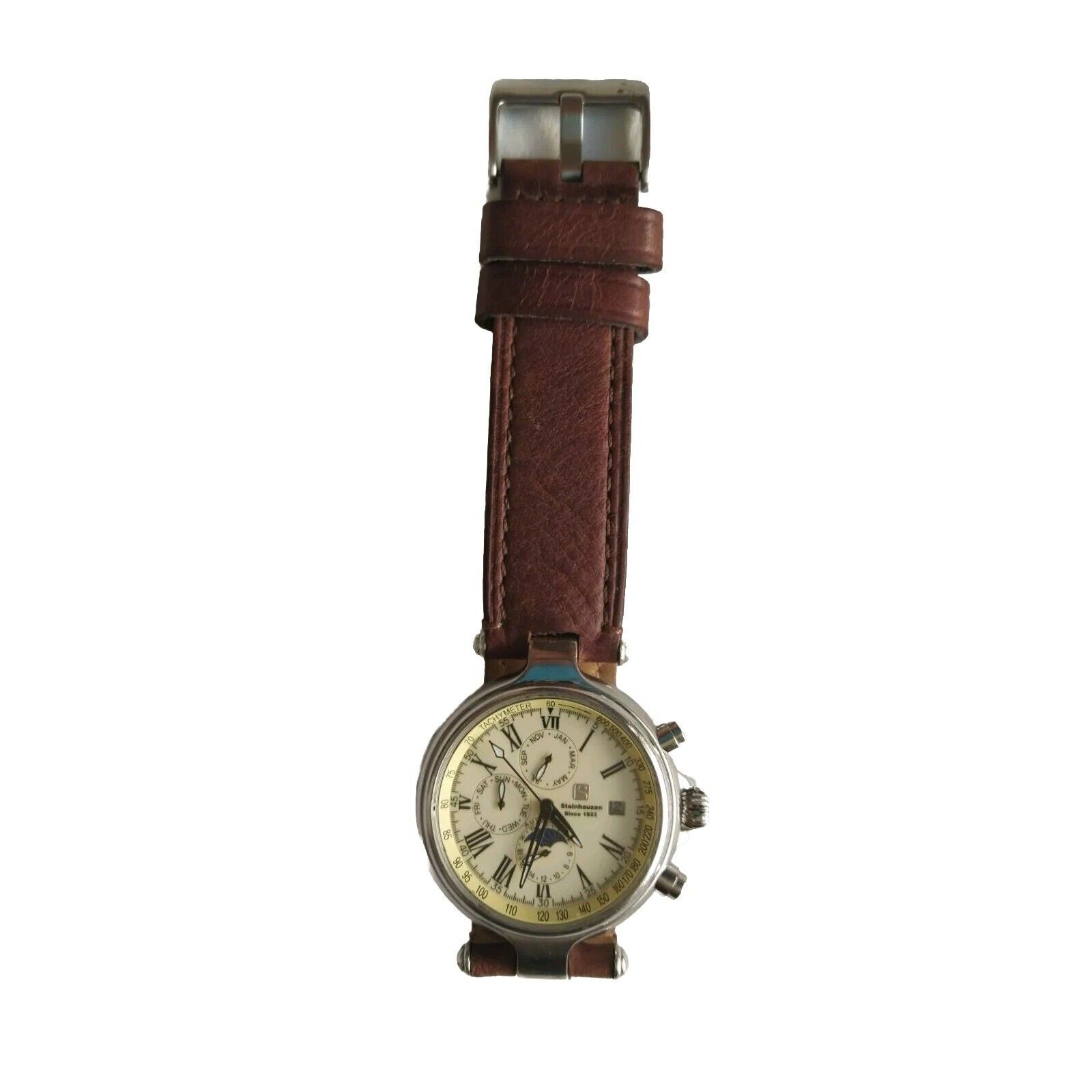 Mens Steinhausen Automatic Wrist Watch Model F1653 Chrono Skeleton Tachometer