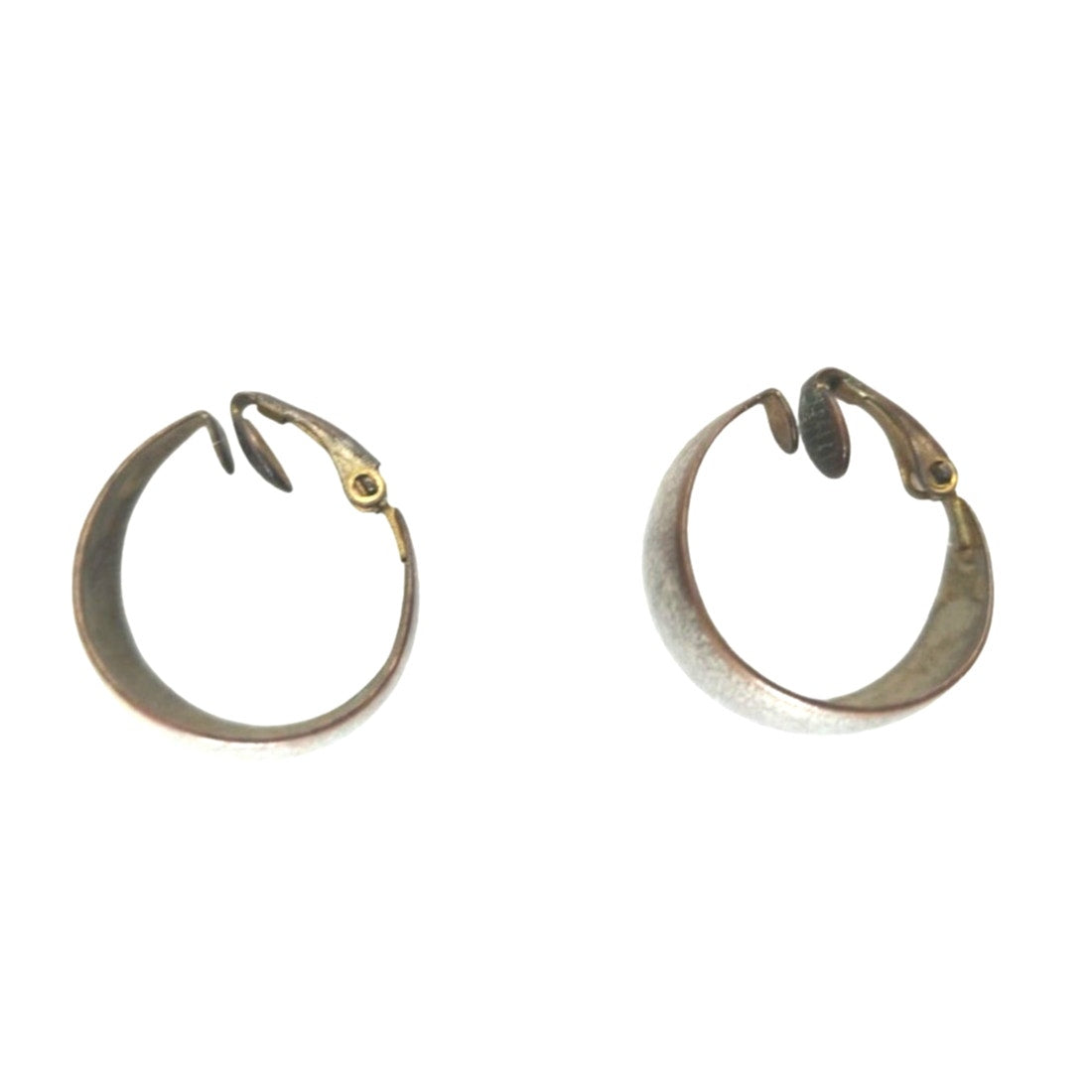 Vintage Wide Round Hoops Earrings Silver Tone Metal Clip On