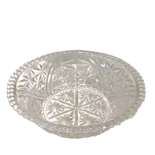 Vintage Anchor Hocking Crystal Glass Bowl 10.5"Stars & Bars