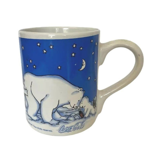 Vintage 1996 Coca Cola Polar Bear Blue Coffee Mug Gibson Collectible Official