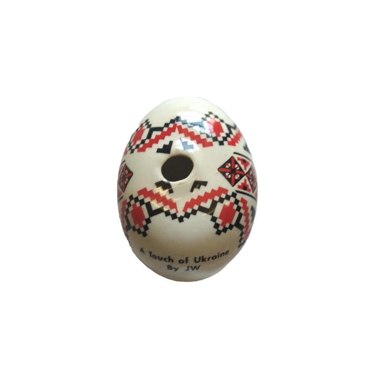 Ukraine Artist Signed Lacquer Egg White Hand Painted Ethno Easter Vintage