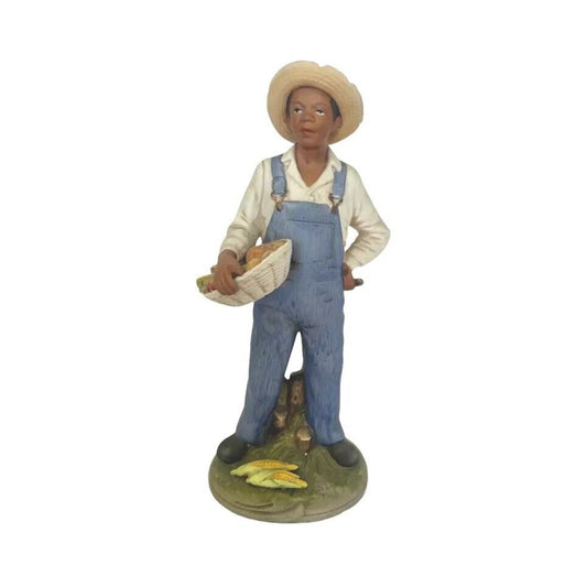 Homco Vintage 1472 Home Interiors Black Man Figurine Farmer Harvest Collection