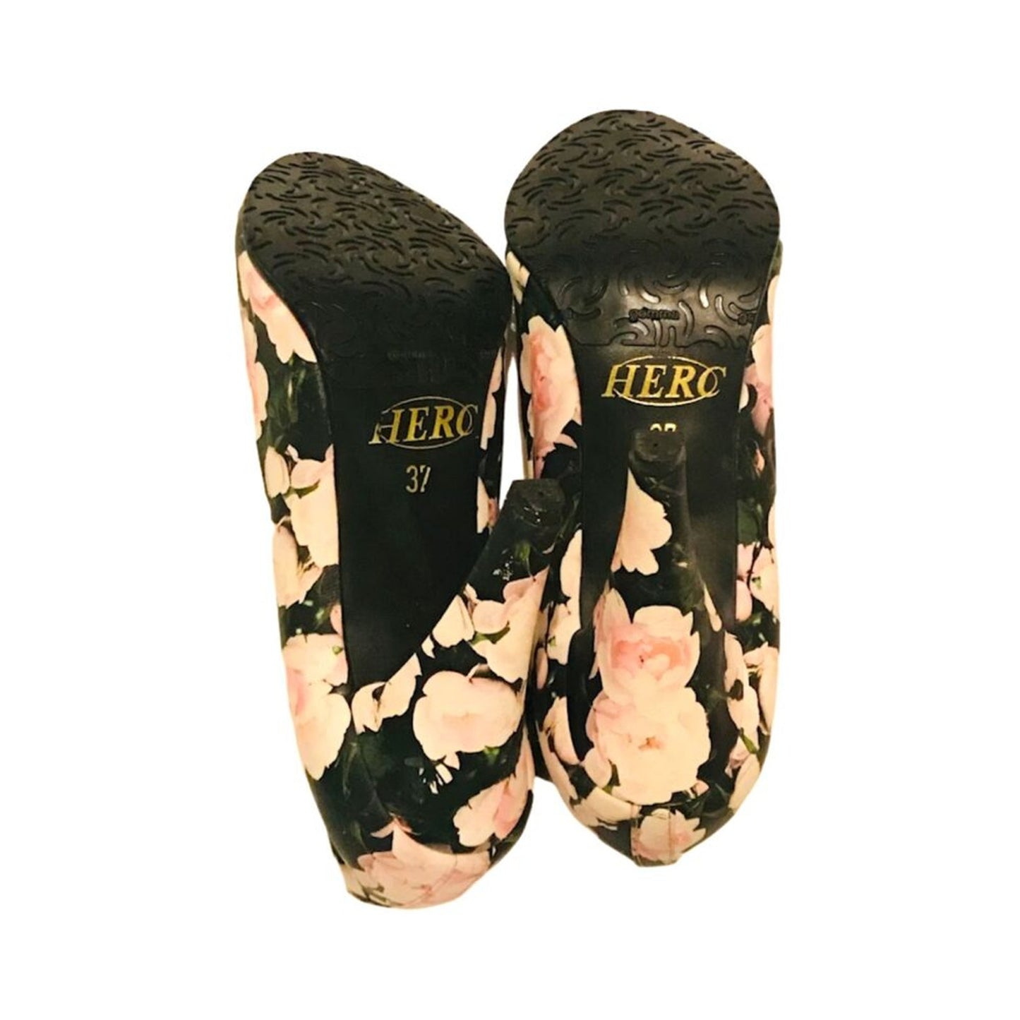 NWOT Herc Women`s High Heels Sandals Shoes Pink Black Genuine Leather 37 Eu