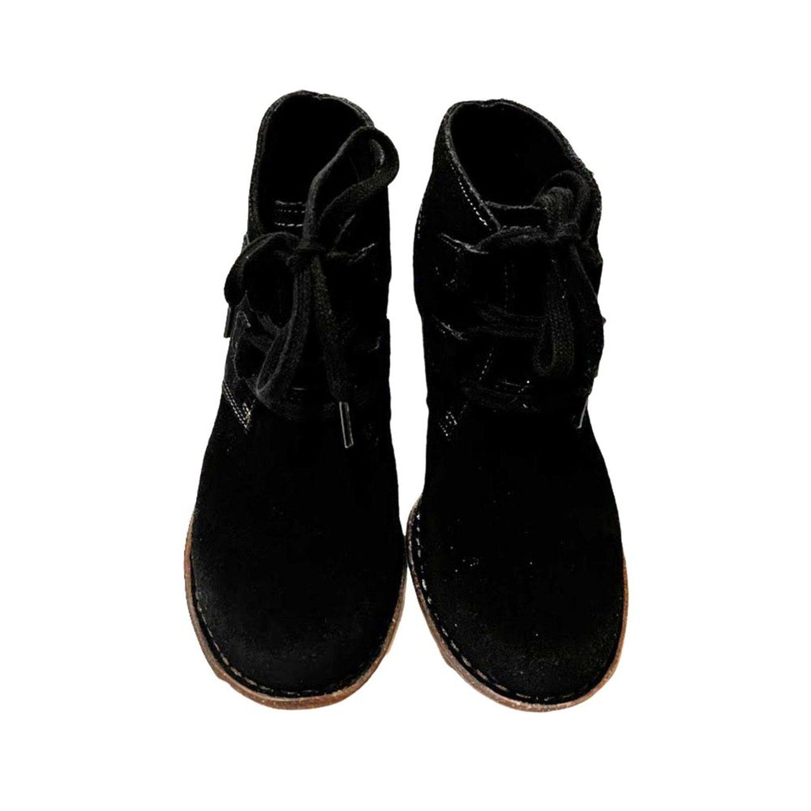 Clarks Women's Ankle Boots Genuine Leather Black 7M Low Heel Lace Up