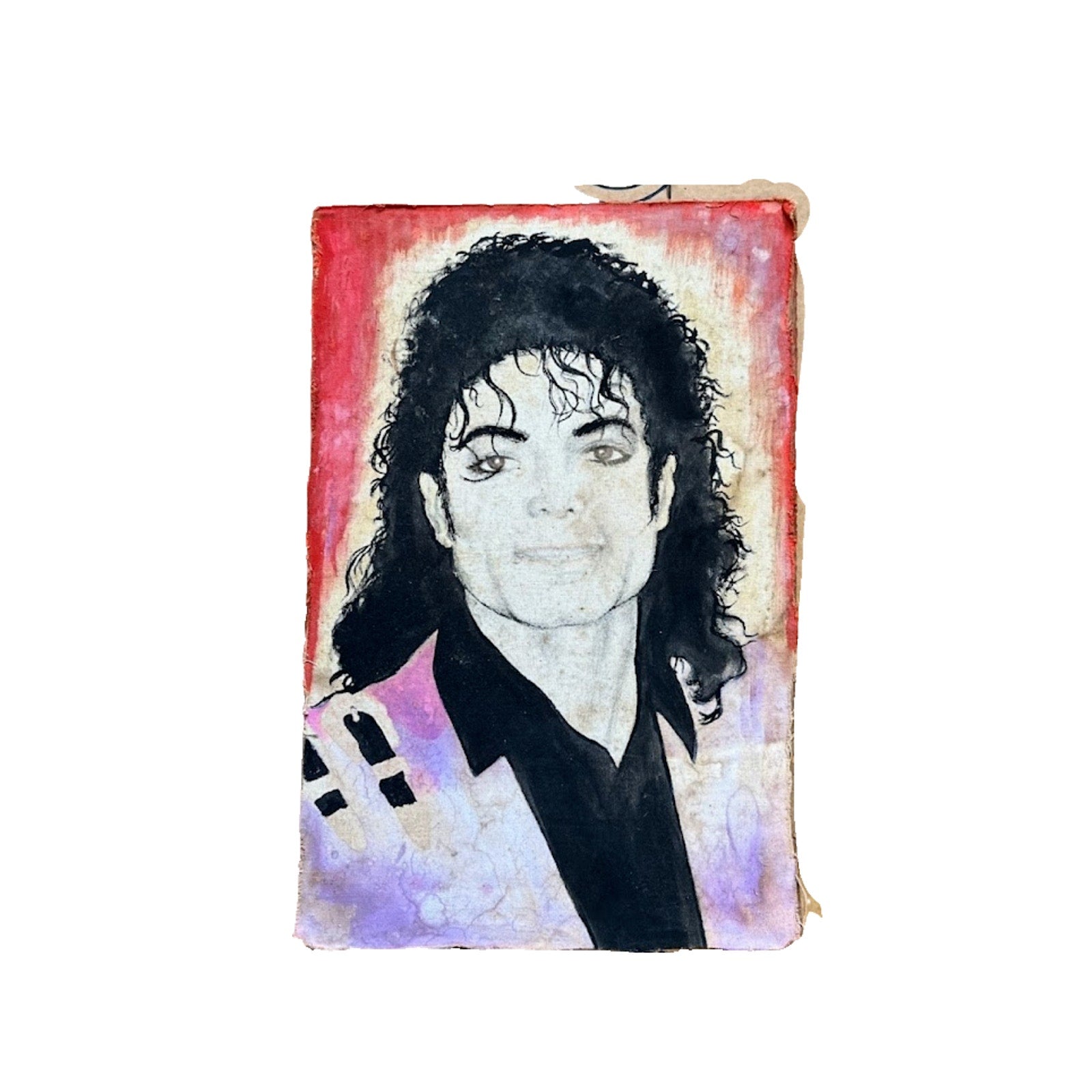 Vintage Michael Jackson In Purple Painting On Board Original Art Unique