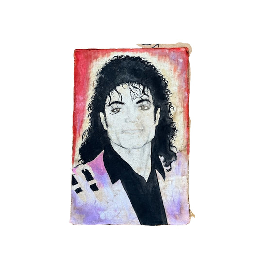 Vintage Michael Jackson In Purple Painting On Board Original Art Unique