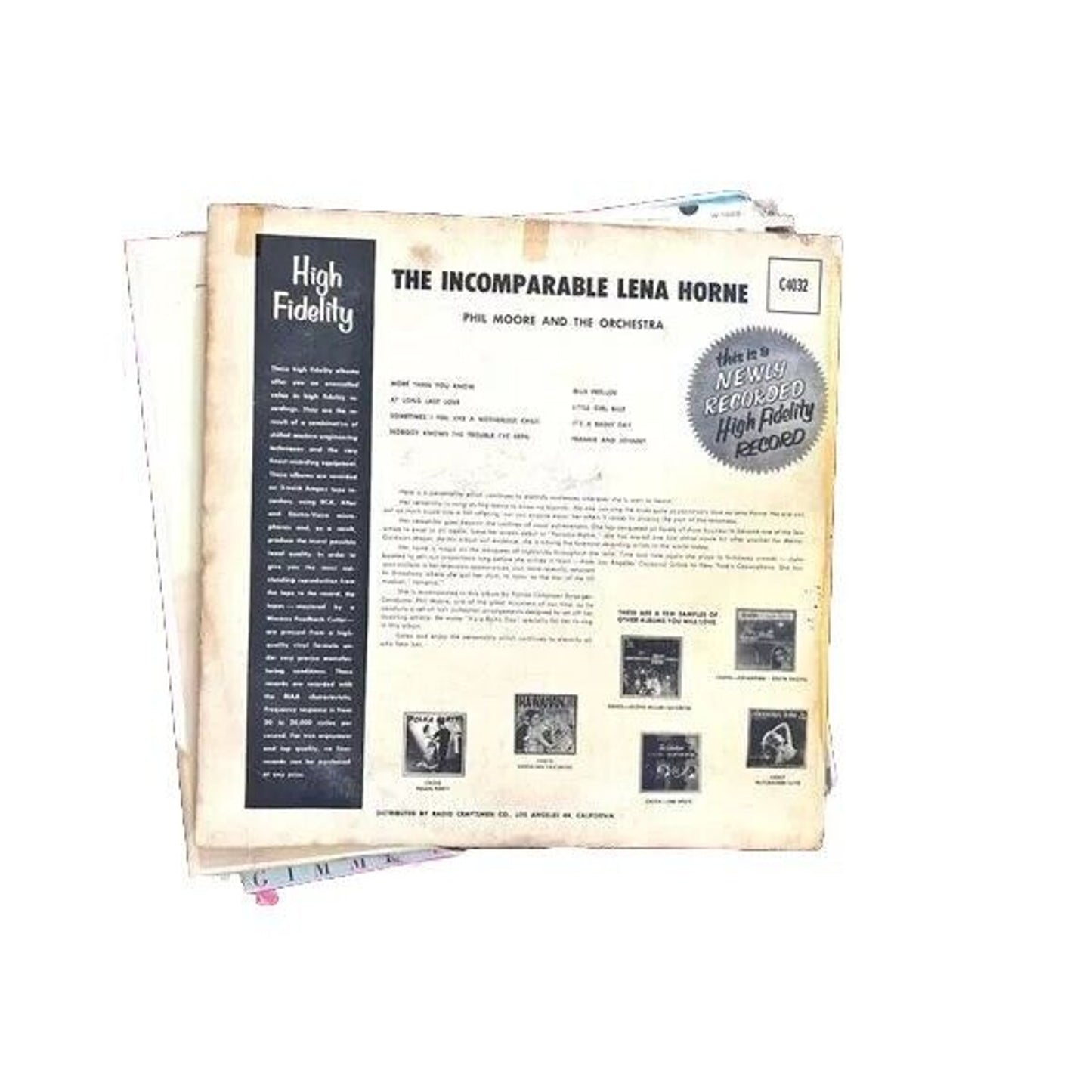 Lena Horne-"The Incomparable Lena Horne" C4032 Capitol Records Vinyl Lp