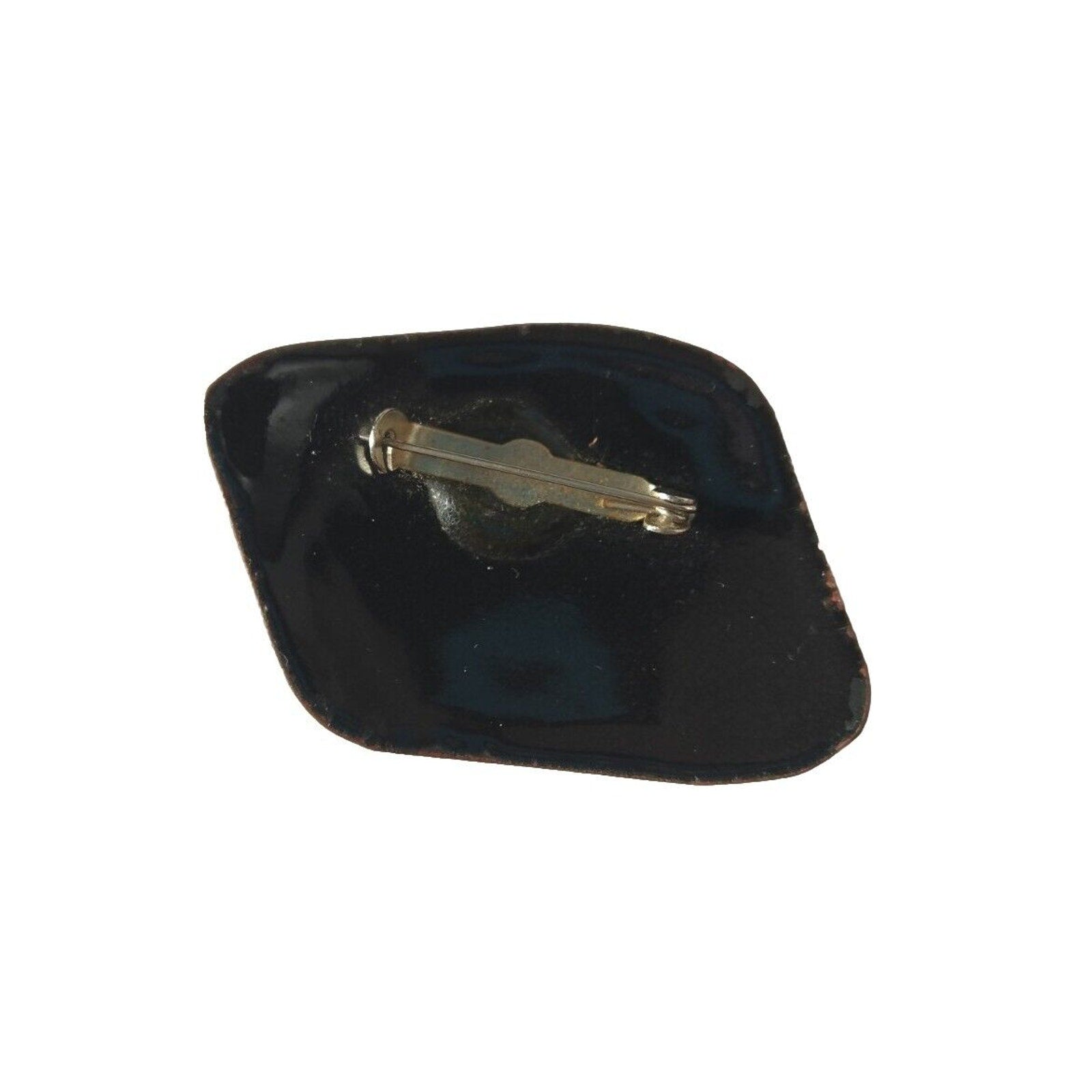Vintage Women's Brooch Pin Abstract Black Enamel Austria Estate Fashion Jewelry