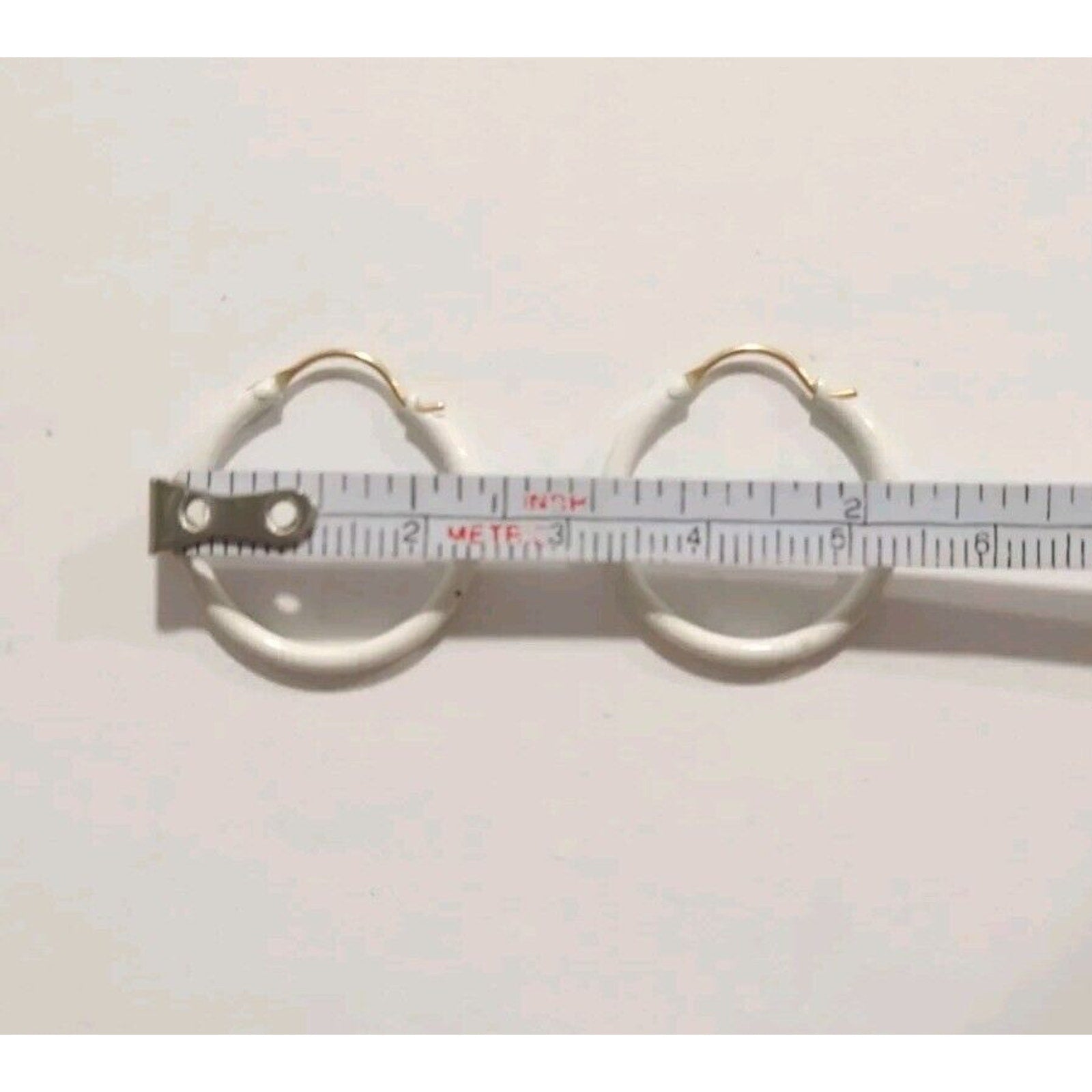 Vintage White & Gold Tone Hoop Earrings Small Lightweight
