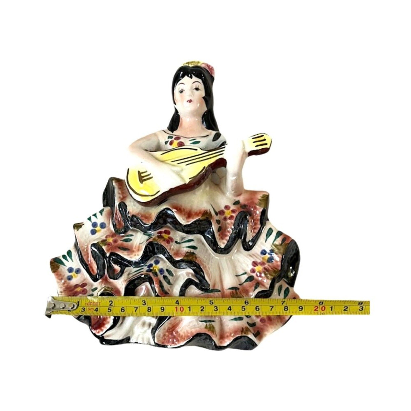 Vintage Figurine Statue Porcelain Flamenco Dancer Guitar Player Spanish Woman