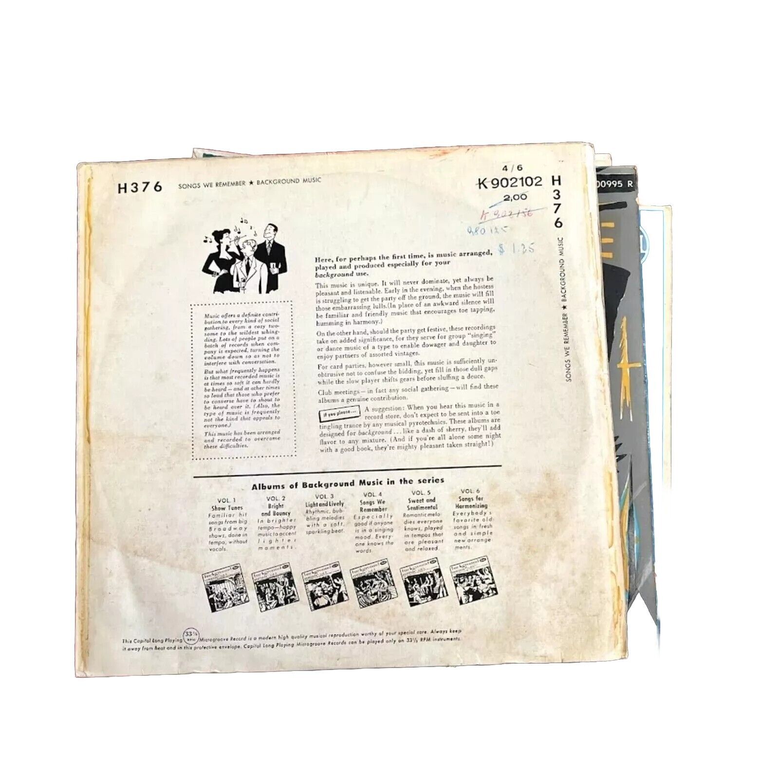 Background Music Vol.4 -'Songs We Remember' H376 Capitol Records 10"Vinyl Lp