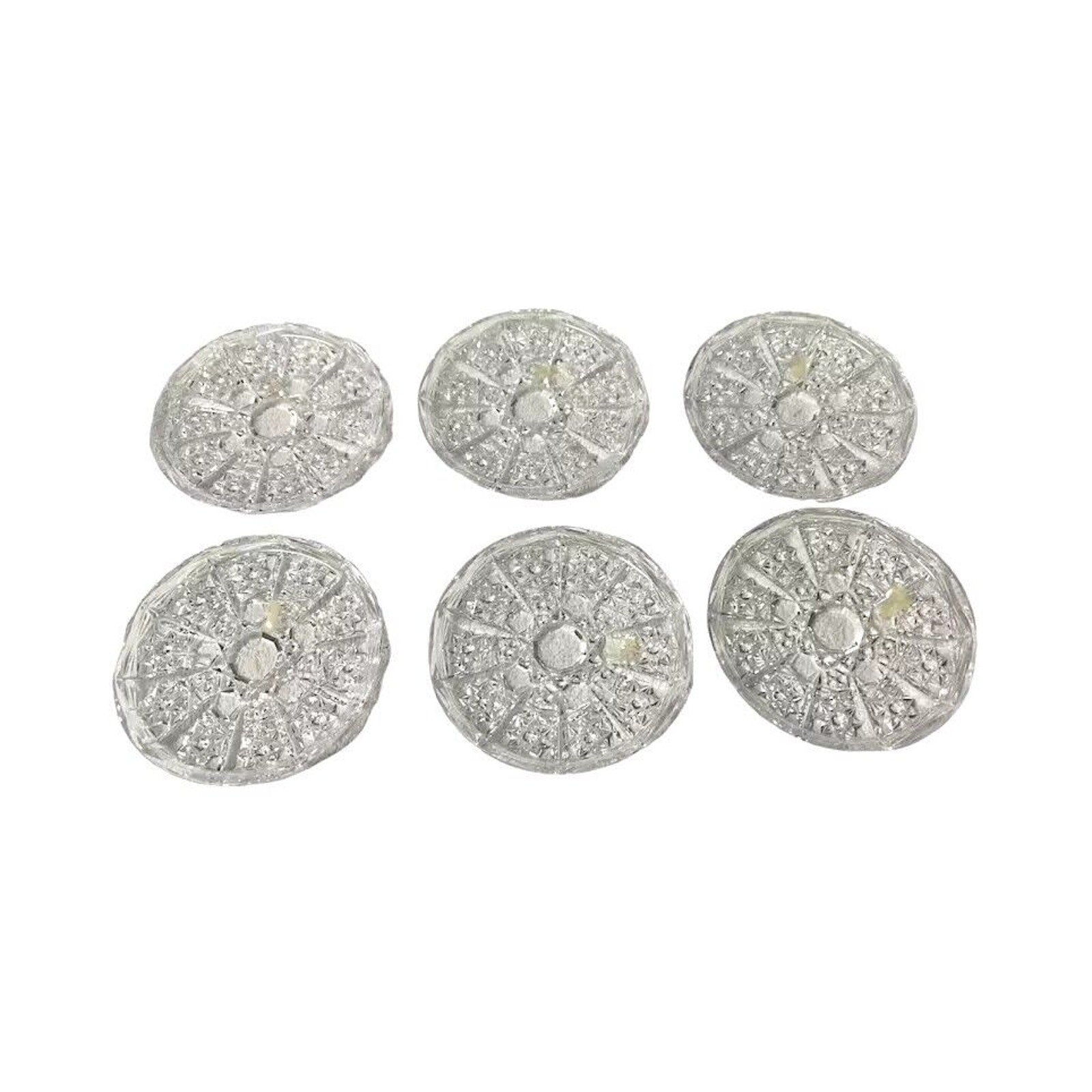 Antique Serving Platter Set Of 6 Round Brilliant Cut Lead Crystal 4.25" Star
