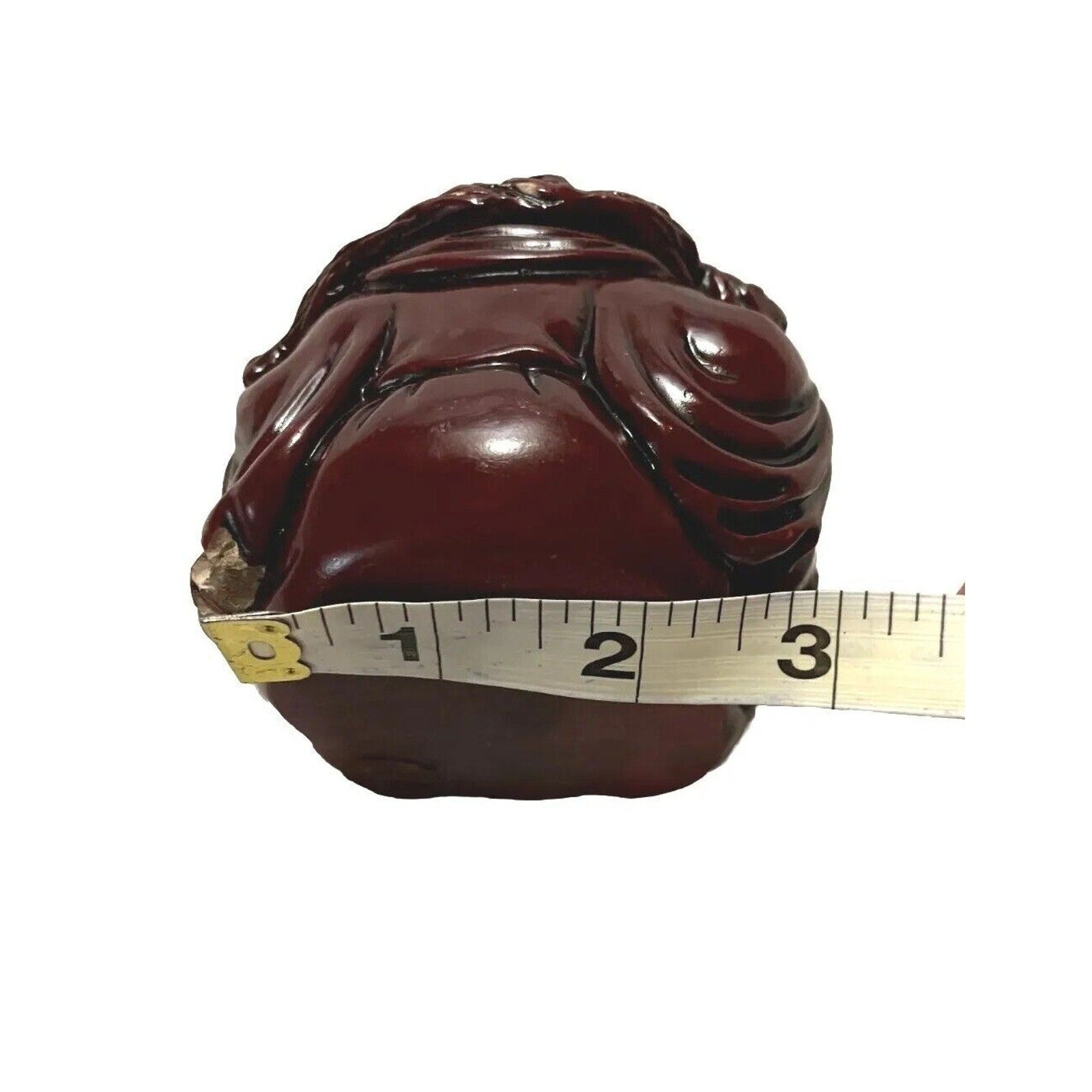 Vintage Budai Laughing Sitting Buddha Burgundy Red Resin Figurine