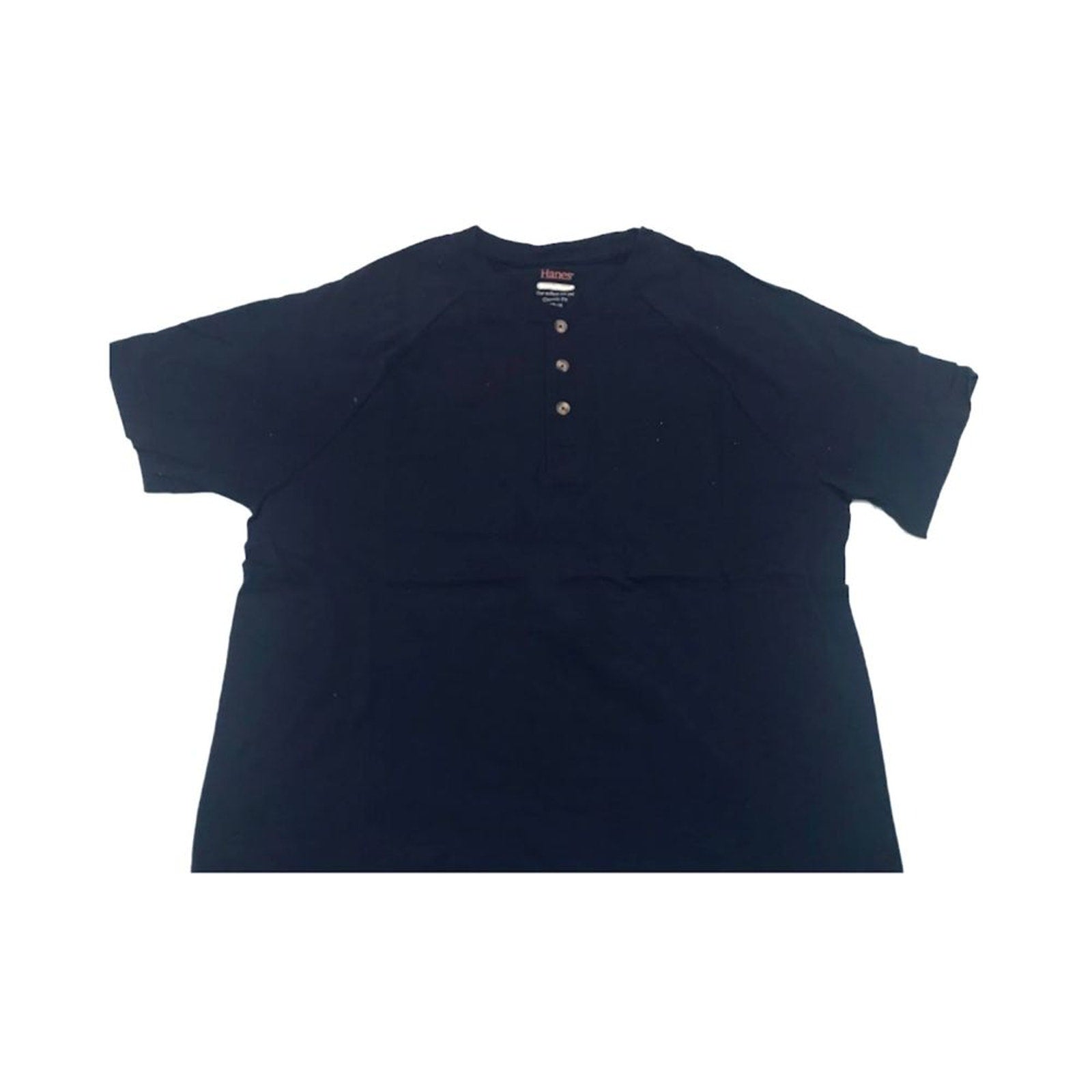 NWOT Hanes Men`s Casual T-shirt Black Classic Fit L Cotton Short Sleeve