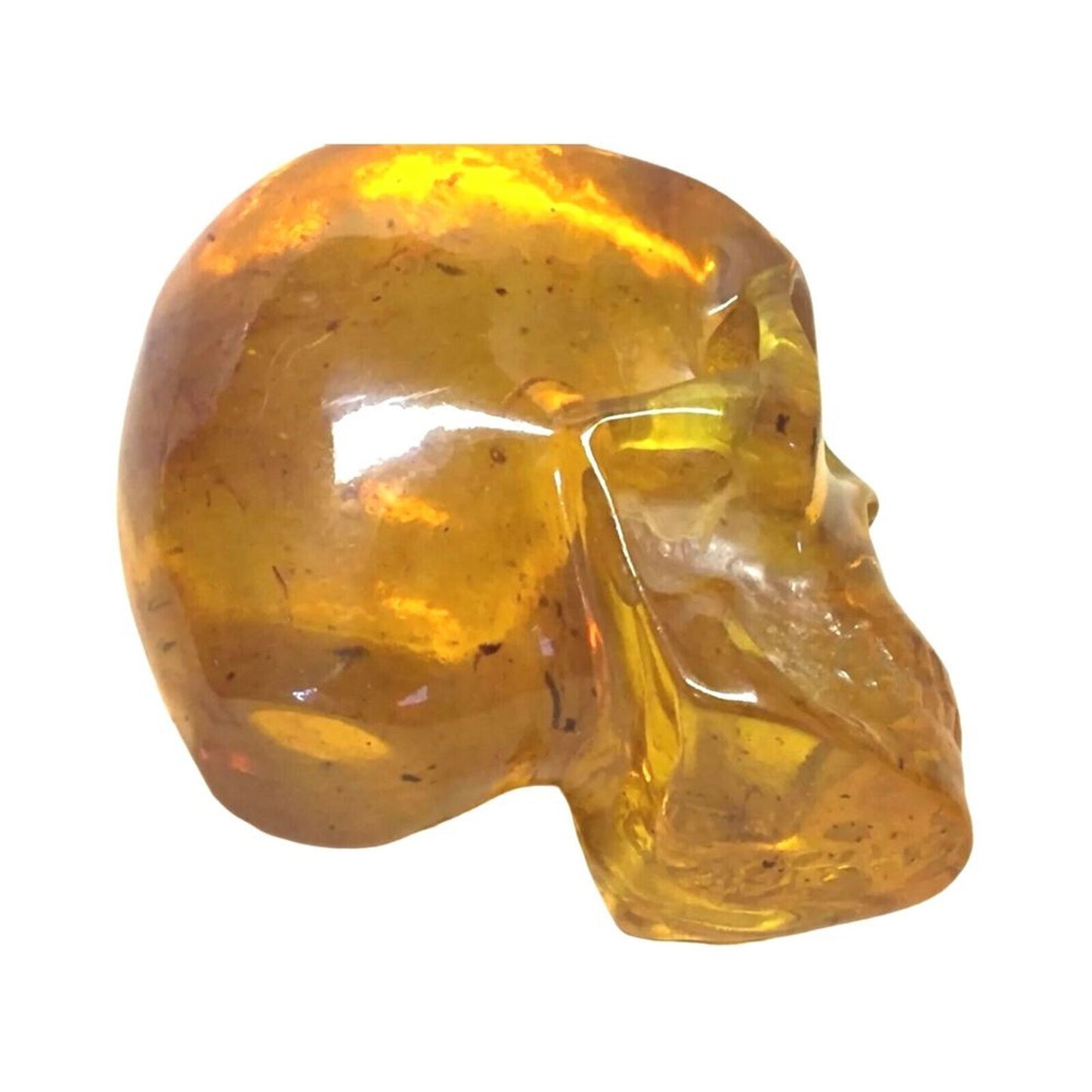 Skull Sculpture Figurine Decor Orange Honey Amber Antique Imperial Russian