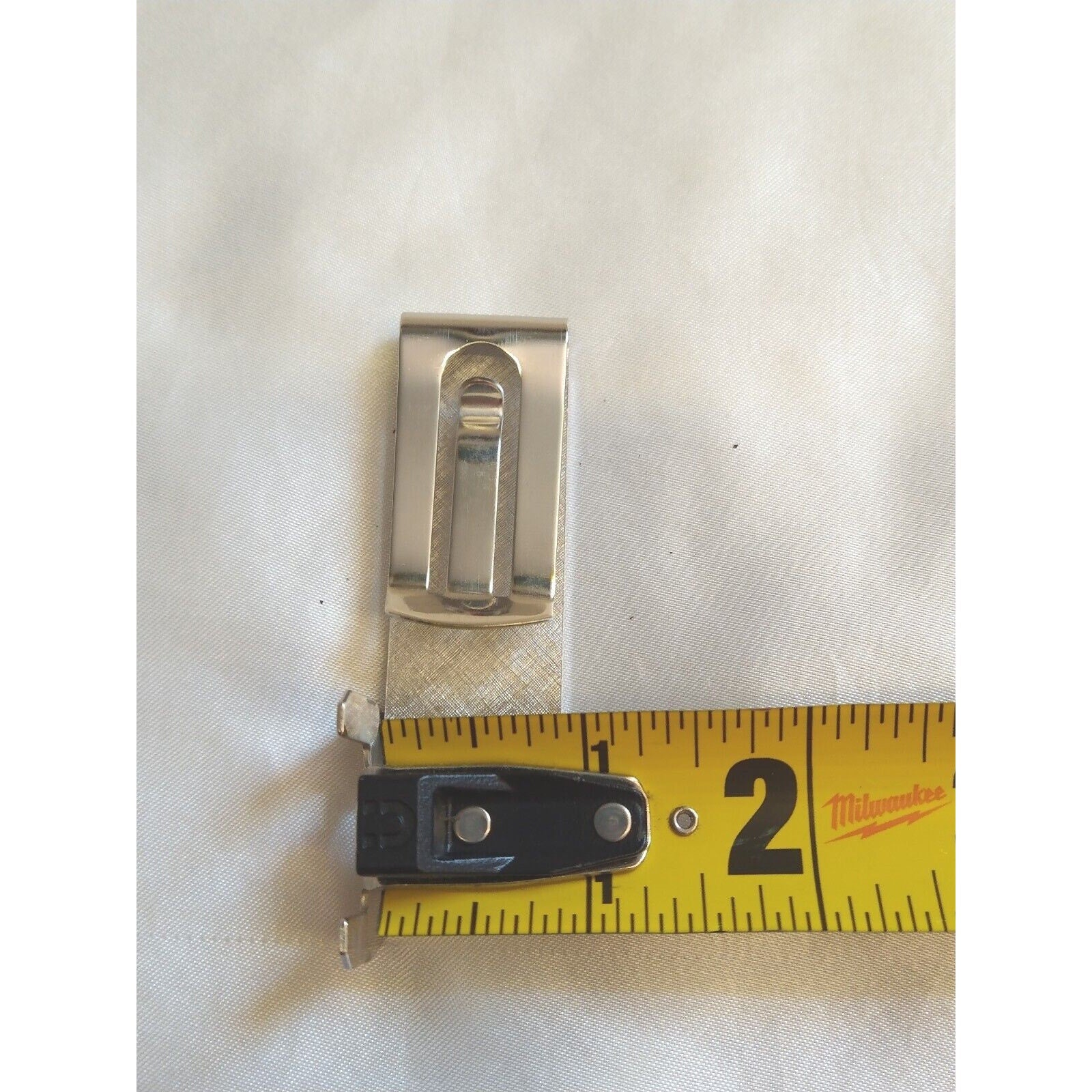 Money Clip Bill Holder Silver Tone Metal and Black Dark Blue Enamel New