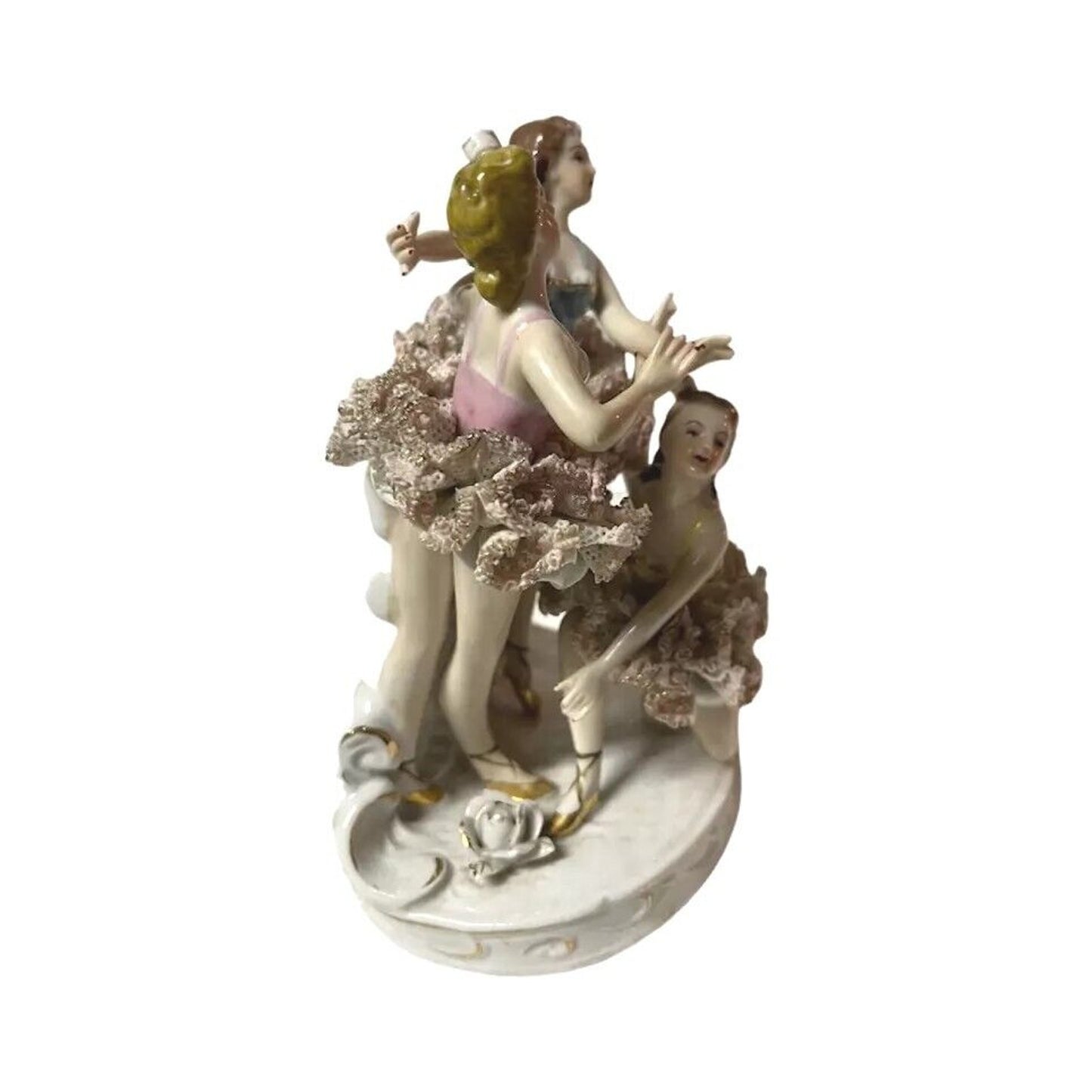 Vintage Dresden Porcelain Lace Ballerina Dancer Figurine Germany Chipped