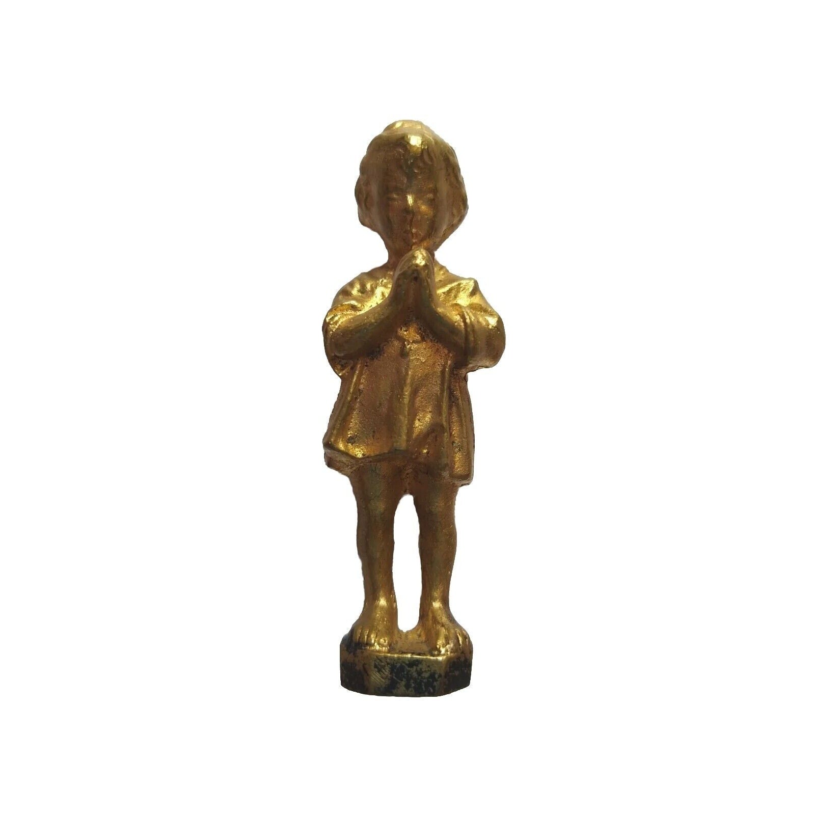 Beautiful Antique Art Nouveau Bronze Gold Leaf Wax Seal Of Girl Praying C1900