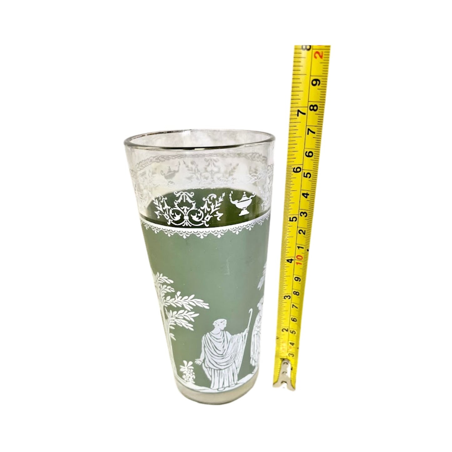 Vintage Jeanette Green Wedgwood Jasperware Tumbler Glass Cup Greek Design