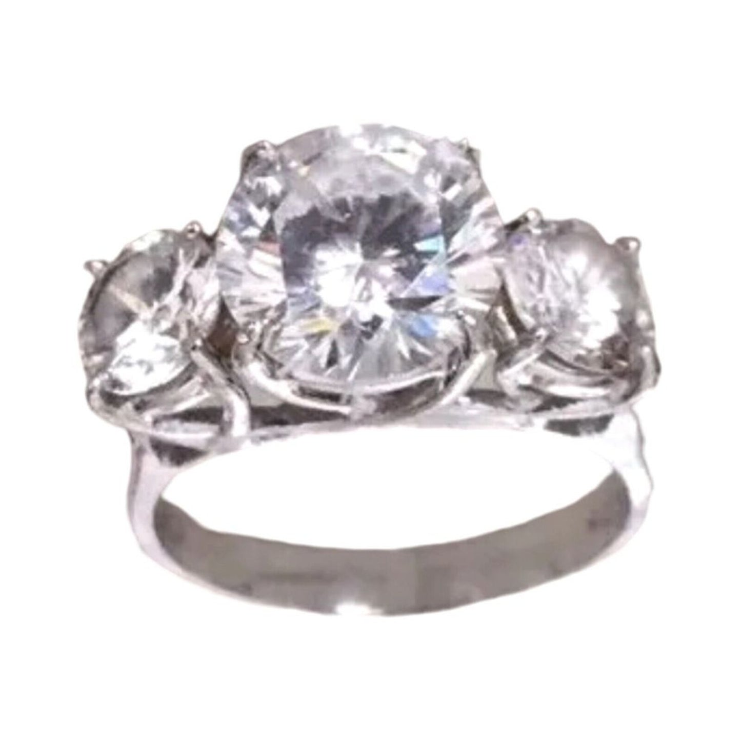 Women's Ring 6tcw 3 Round Cut CZ Cubic Zirconia Sterling Silver 925