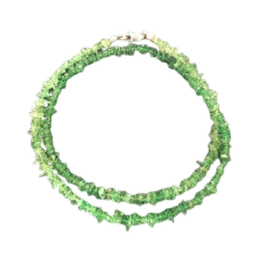 Natural Gemstone Necklace Bracelet Chrome Diopside Sterling Green Uncut Chips