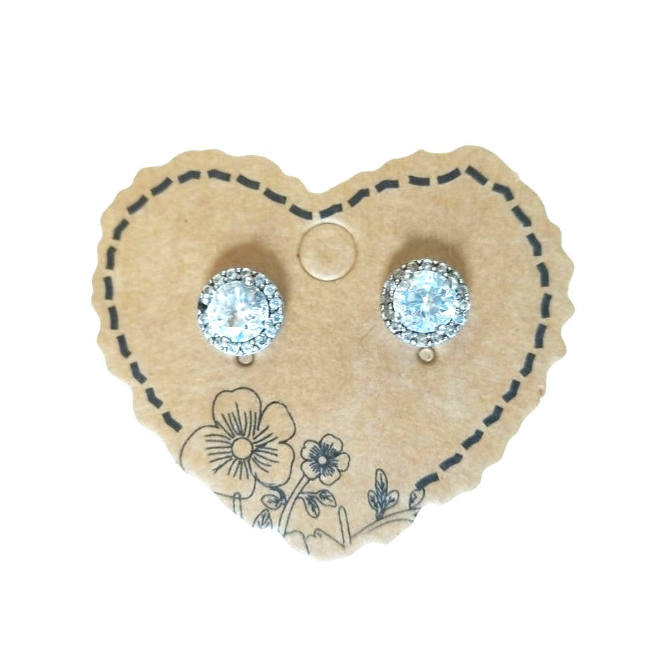 Round Cut Cubic Zirconia Stud Bridal Wedding Earrings Sterling Silver 925 Post