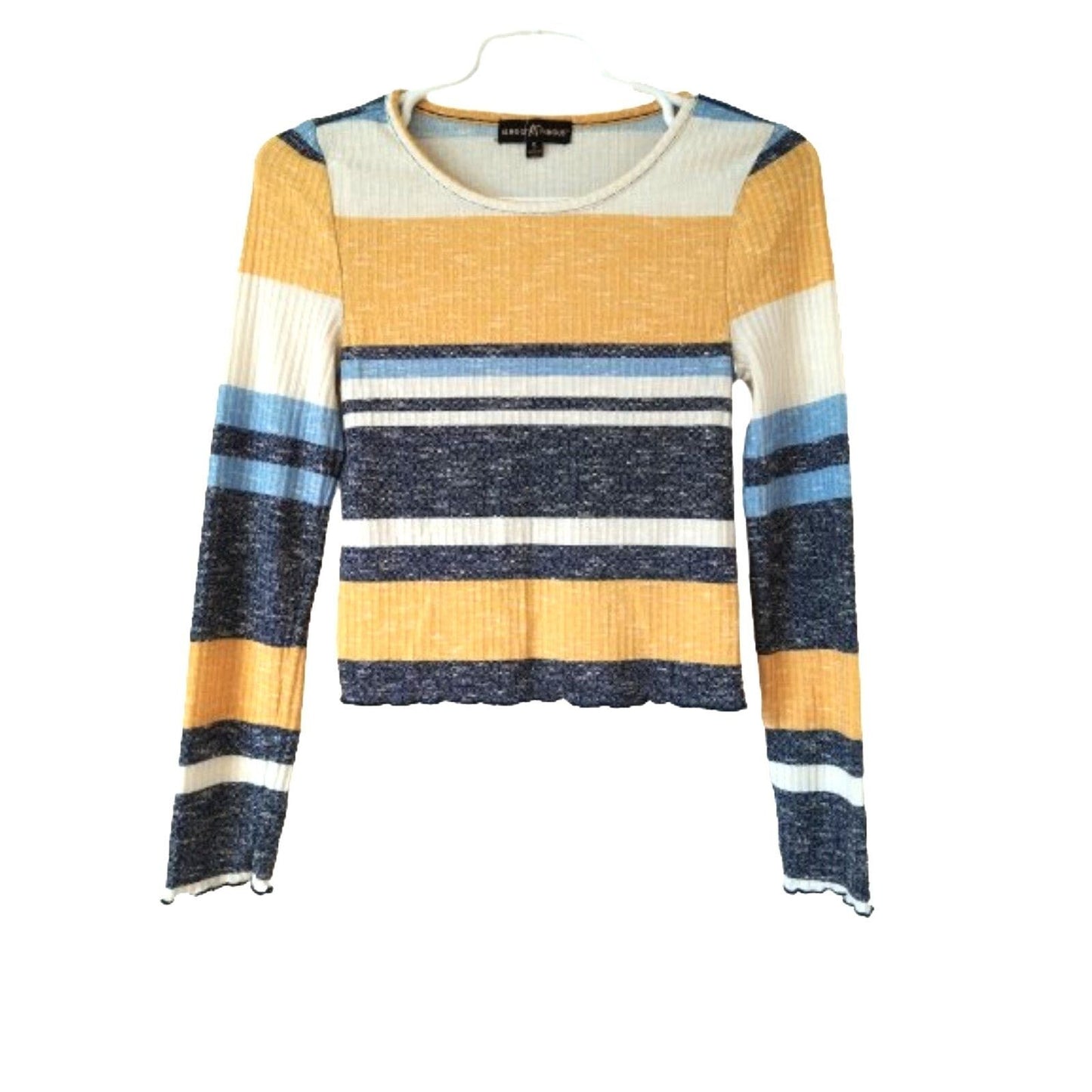 Almost Famous yellow long sleeve short crew neck sweatshirt S
