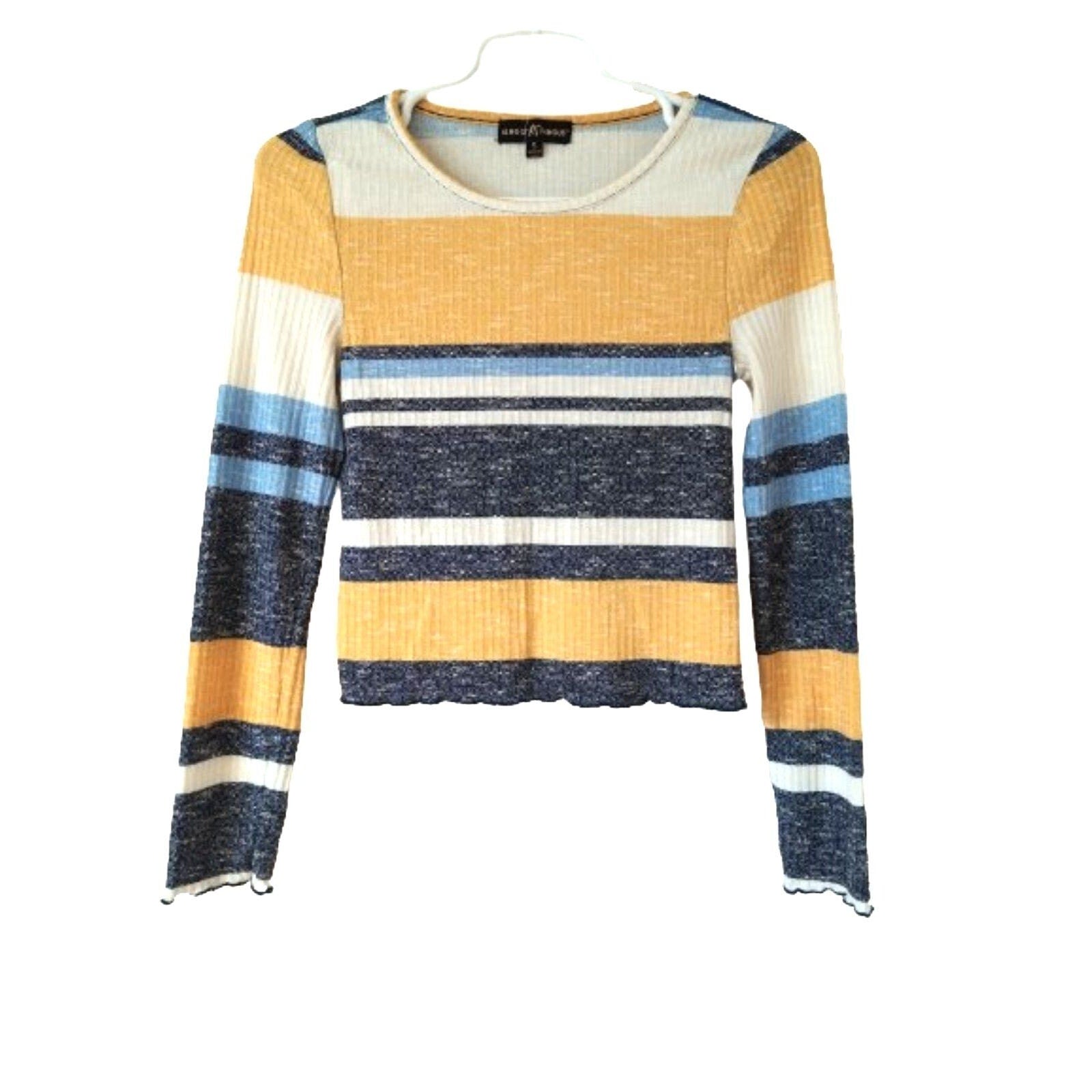 Almost Famous yellow long sleeve short crew neck sweatshirt S