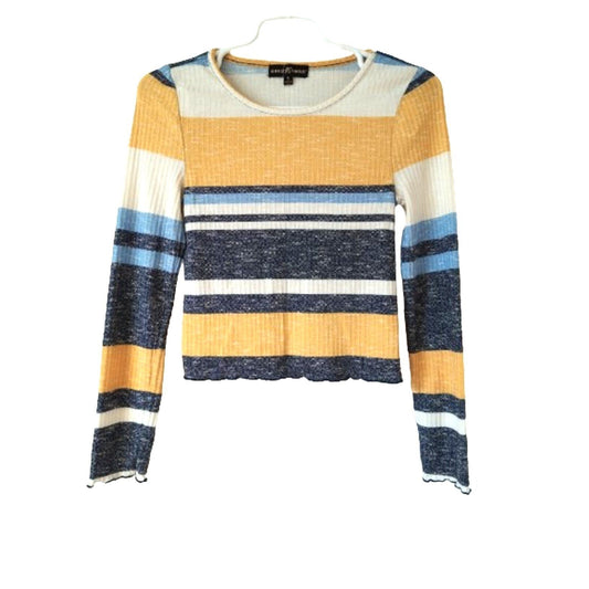 Almost Famous yellow long sleeve short crew neck sweatshirt S