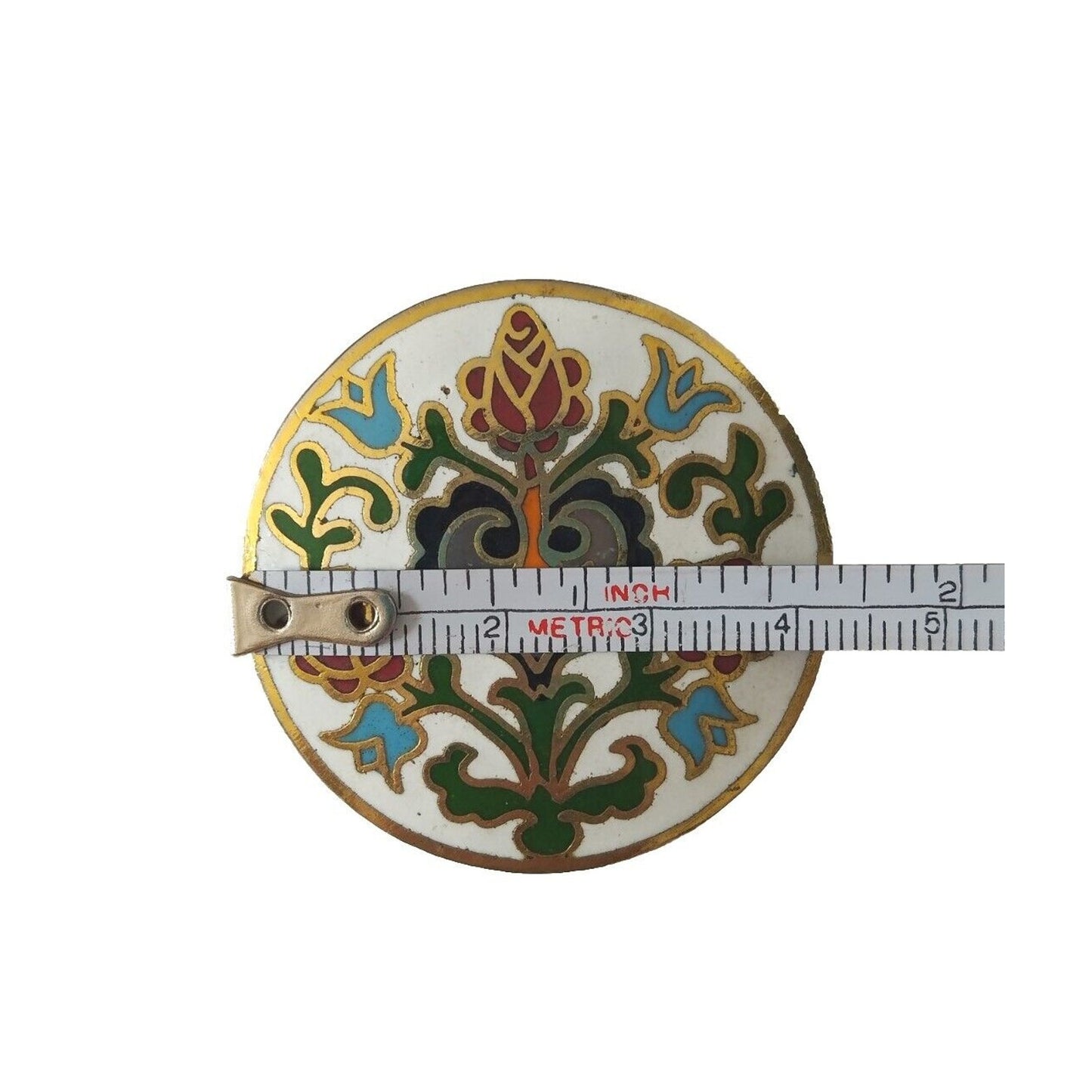 Antique Women's Brooch Pin Floral White Enamel Gold Tone Austria Estate Jewelry