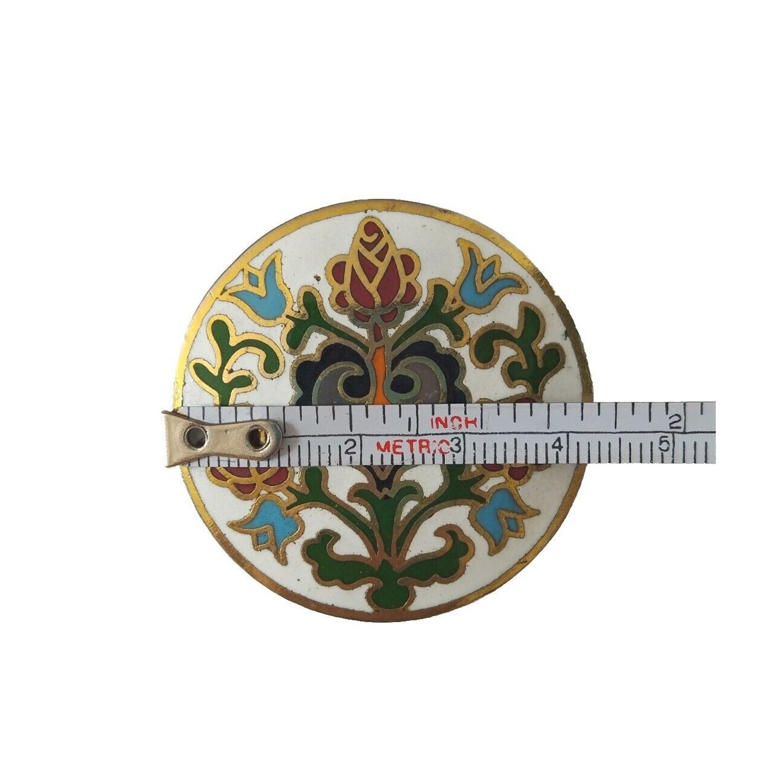 Antique Women's Brooch Pin Floral White Enamel Gold Tone Austria Estate Jewelry