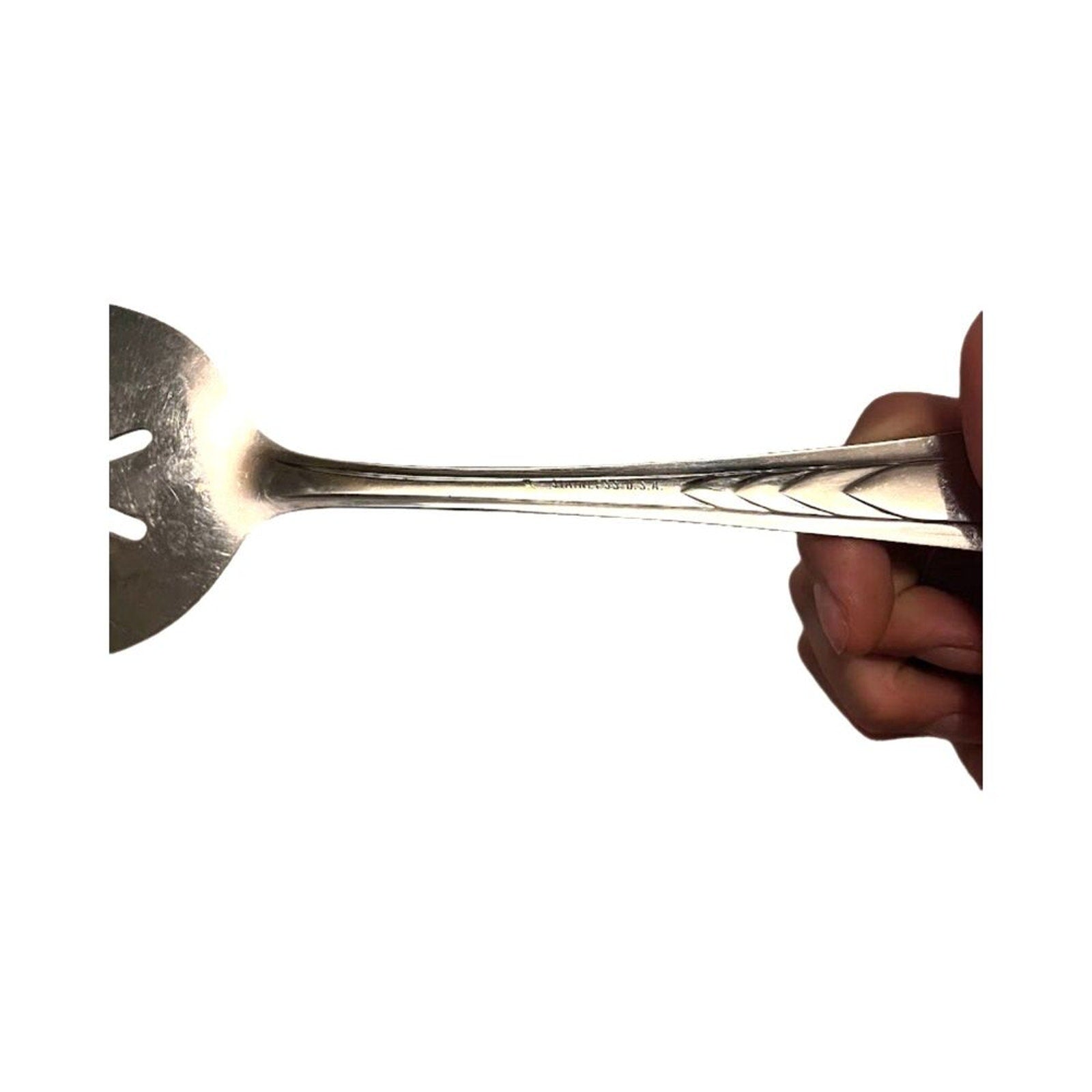 Vintage Serving Slotted Spoon Stainless Steel Wide Kitchen Serwervare