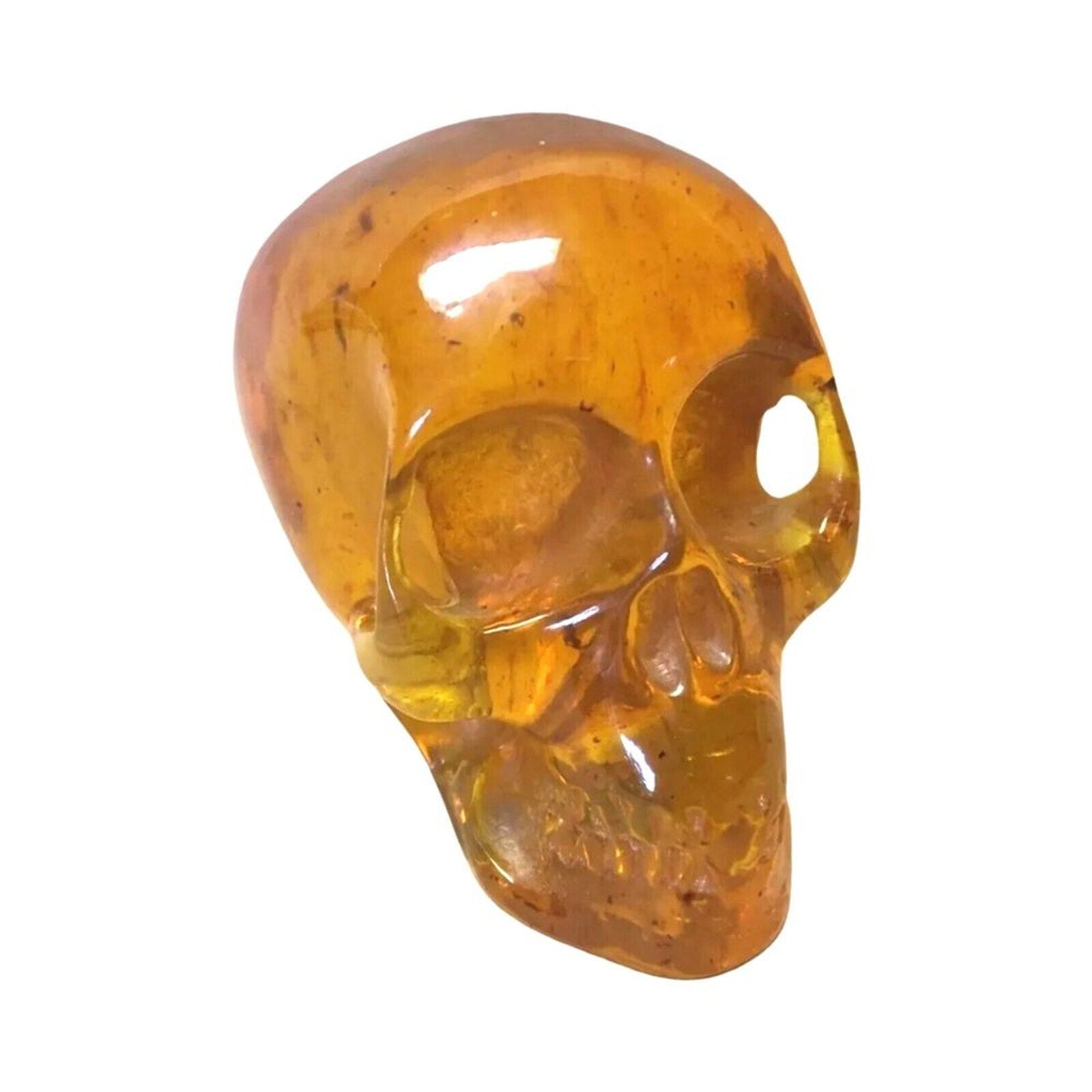 Skull Sculpture Figurine Decor Orange Honey Amber Antique Imperial Russian