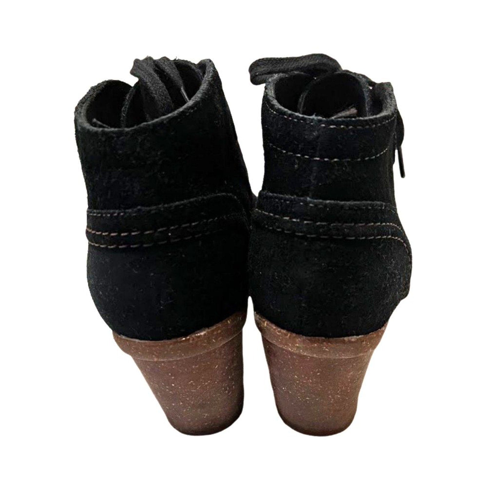 Clarks Women's Ankle Boots Genuine Leather Black 7M Low Heel Lace Up