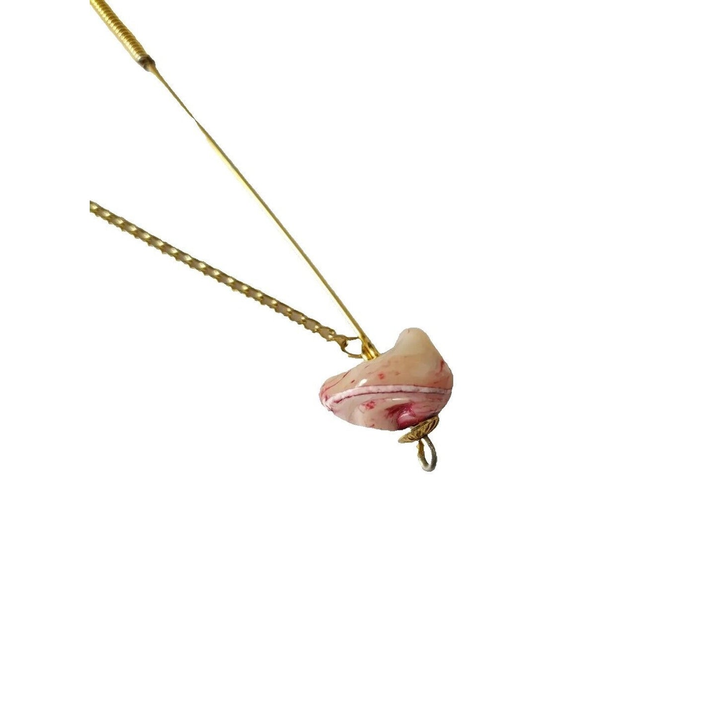 Antique Women's Hat Lapel Pin Pink Mother Of Pearl Gold Plated Estate Jewelry