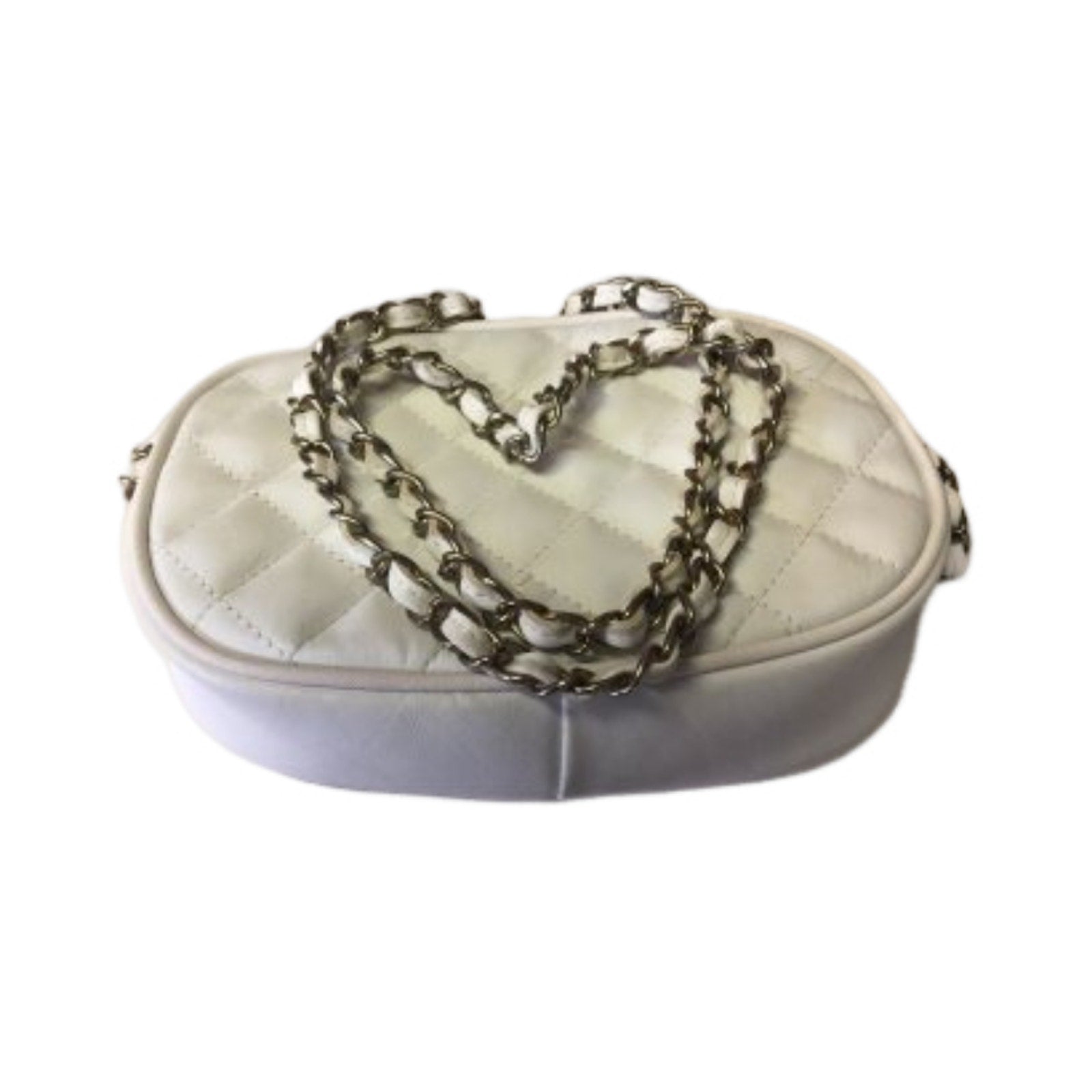 Women Quilted Chain-Strap Clutch Handbag Purse Casual Small White
