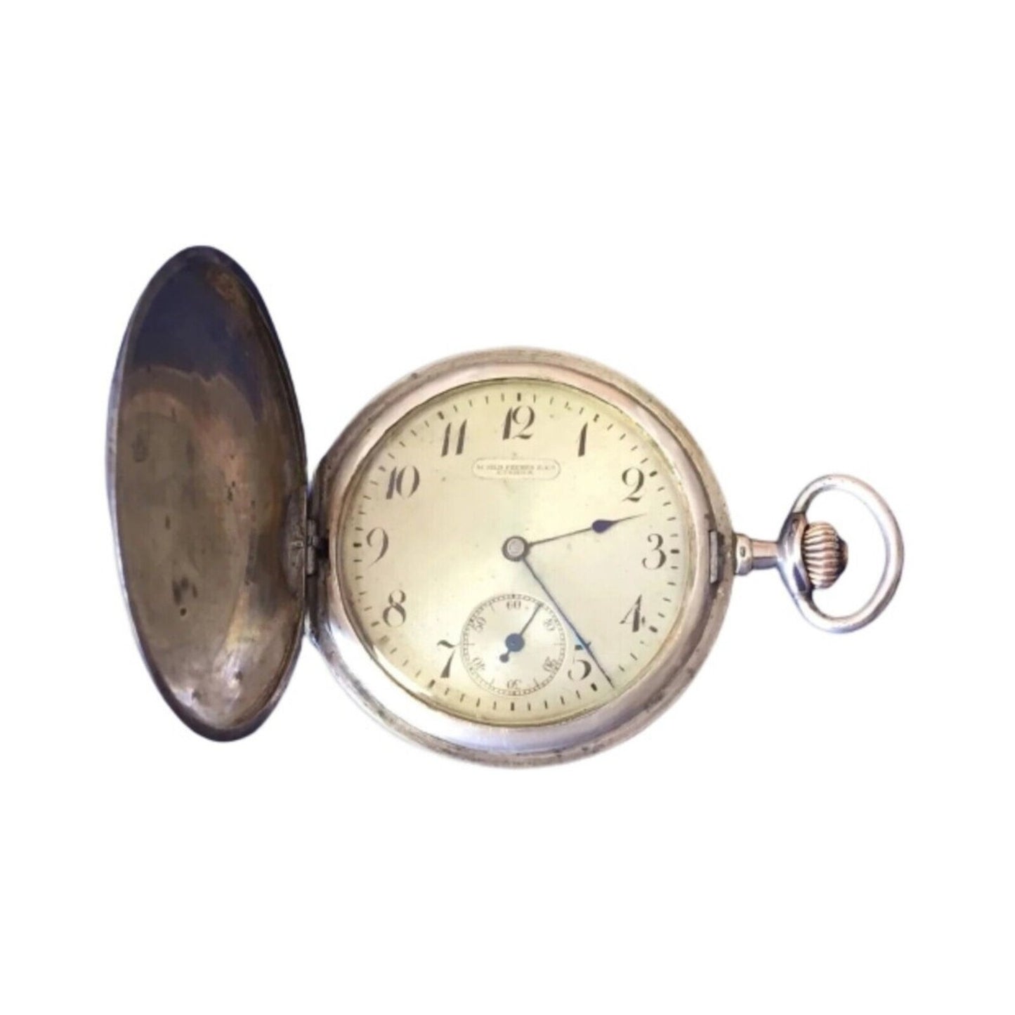 Antique Pocket Watch Eterna Niello Tula Silver Rose Gold Signed