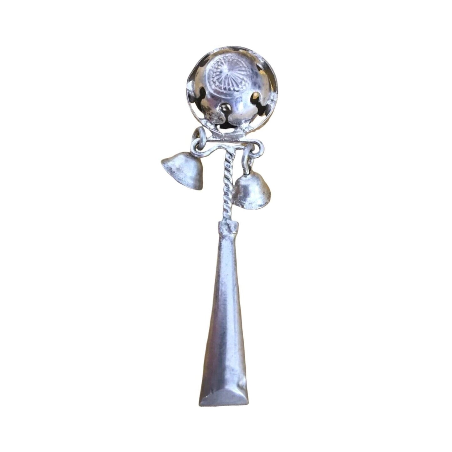 Antique Baby Rattle Whistle Bells Sterling Silver Victorian