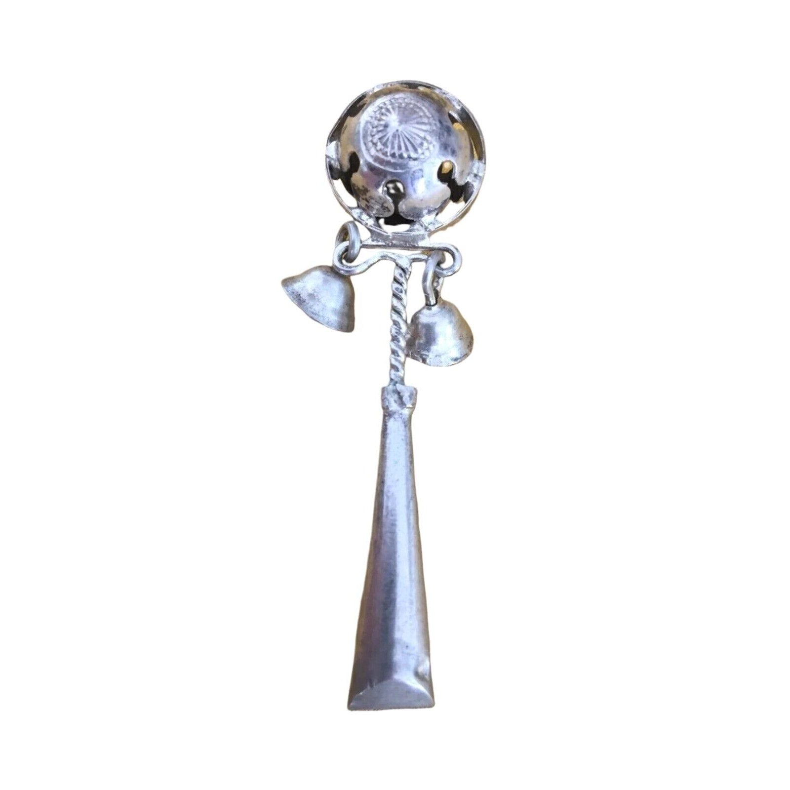Antique Baby Rattle Whistle Bells Sterling Silver Victorian