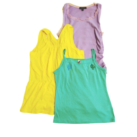 Green yellow purple lot of 3 women's tank Top t-shirts sleeveless M / S
